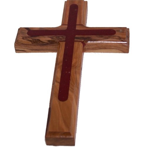 Two Tone Olive Wood Cross (5.5 inches) - Comes with Certificate、mySite、topwebapps