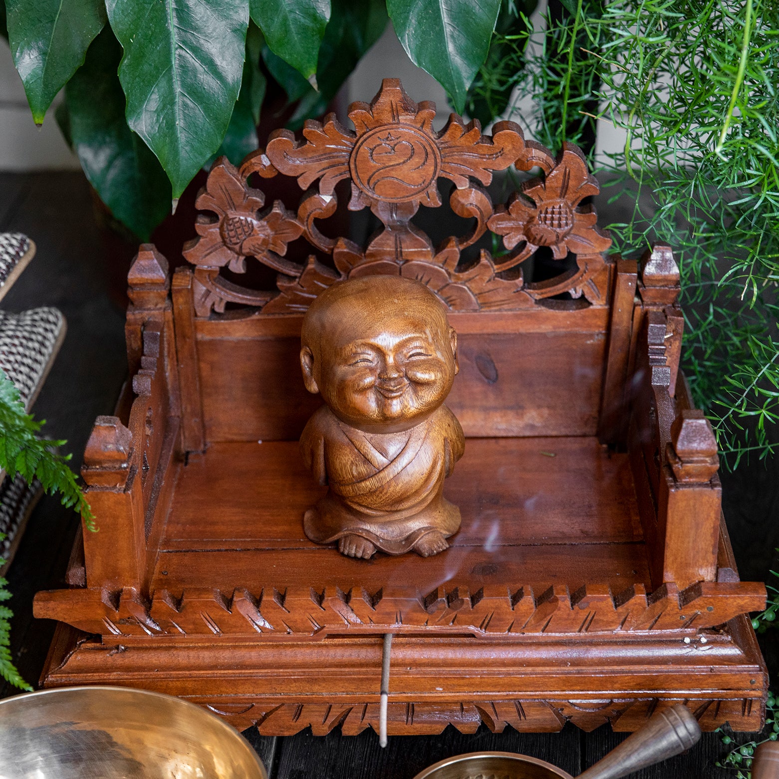 Wooden Happy Monk Statue、mySite、topwebapps