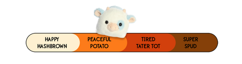 A Spudsters blueberry cow by Aurora that is placed at peaceful potato on the spud-o-meter
