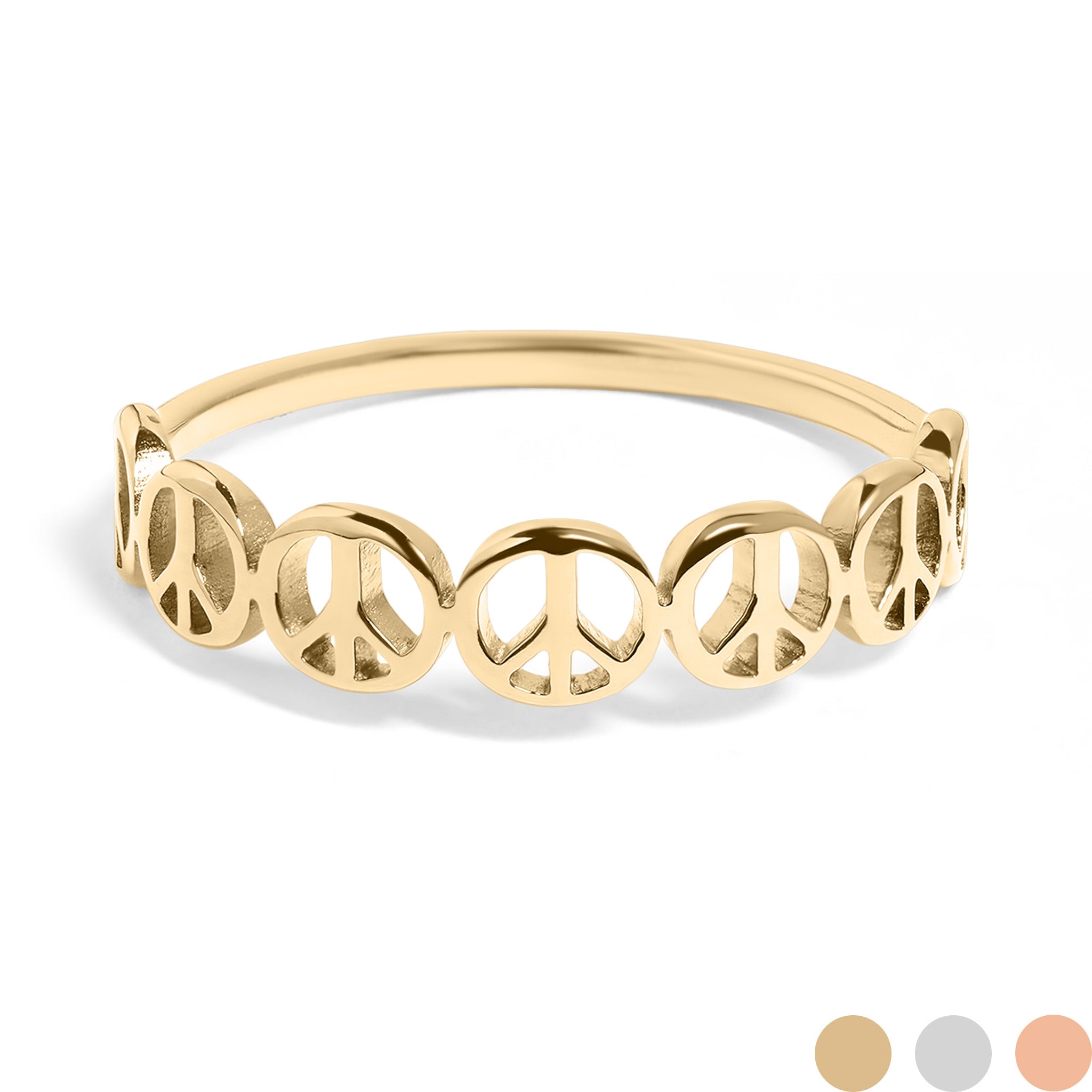18K Gold PVD Stainless Steel Peace Sign Stacking Ring / CSR0011、mySite、dreamappss