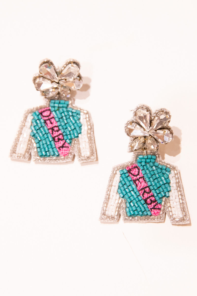 Derby Jockey Silks Earrings - Pink & Green、mySite、hinf8tx79