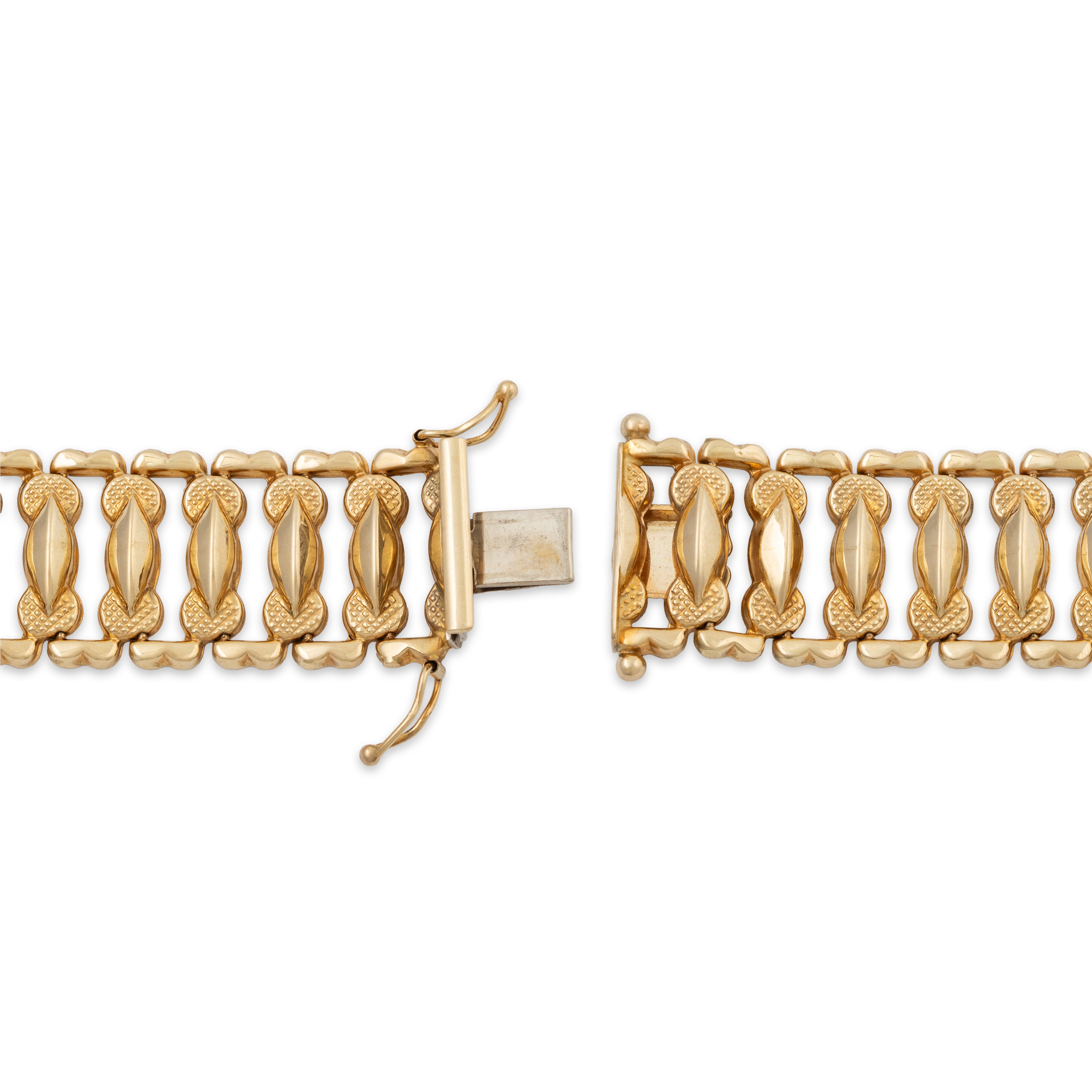 Vintage Italian 14k Yellow Gold Openwork Navette Wide Link Bracelet 7、mySite、hinf8tx79