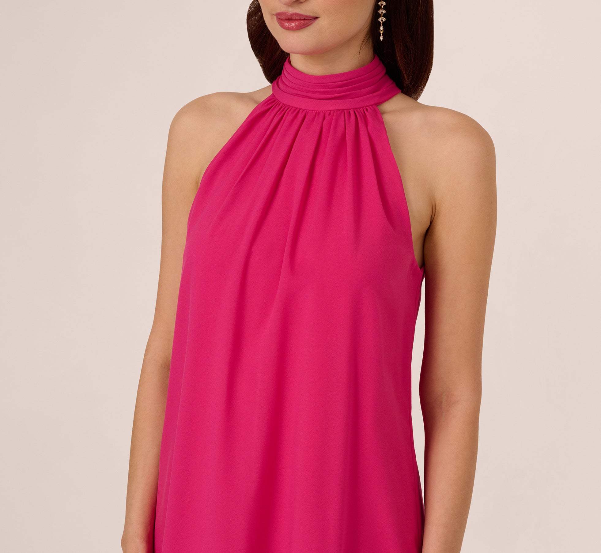 Chiffon Halter Trapeze Dress In Hot Pink、mySite、solidvoid