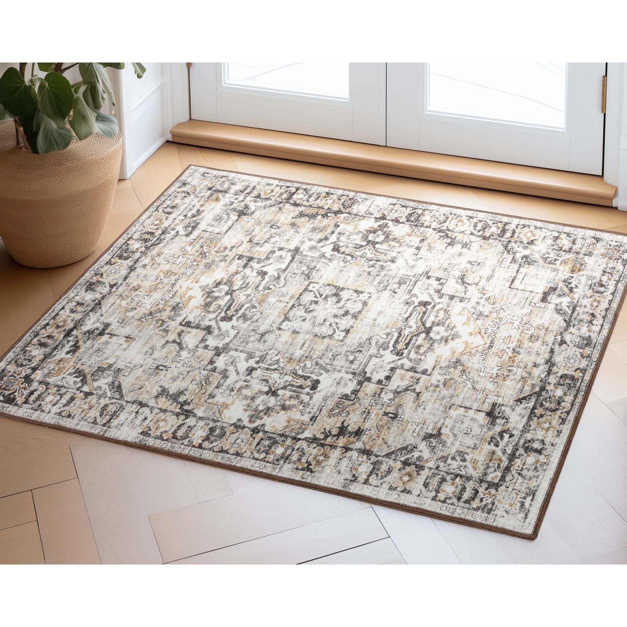 Elle Basics Rendezvous Vintage Medallion Easy-Clean Washable Non-Slip Rug by Well Woven、mySite、gigharbornorthrealestate