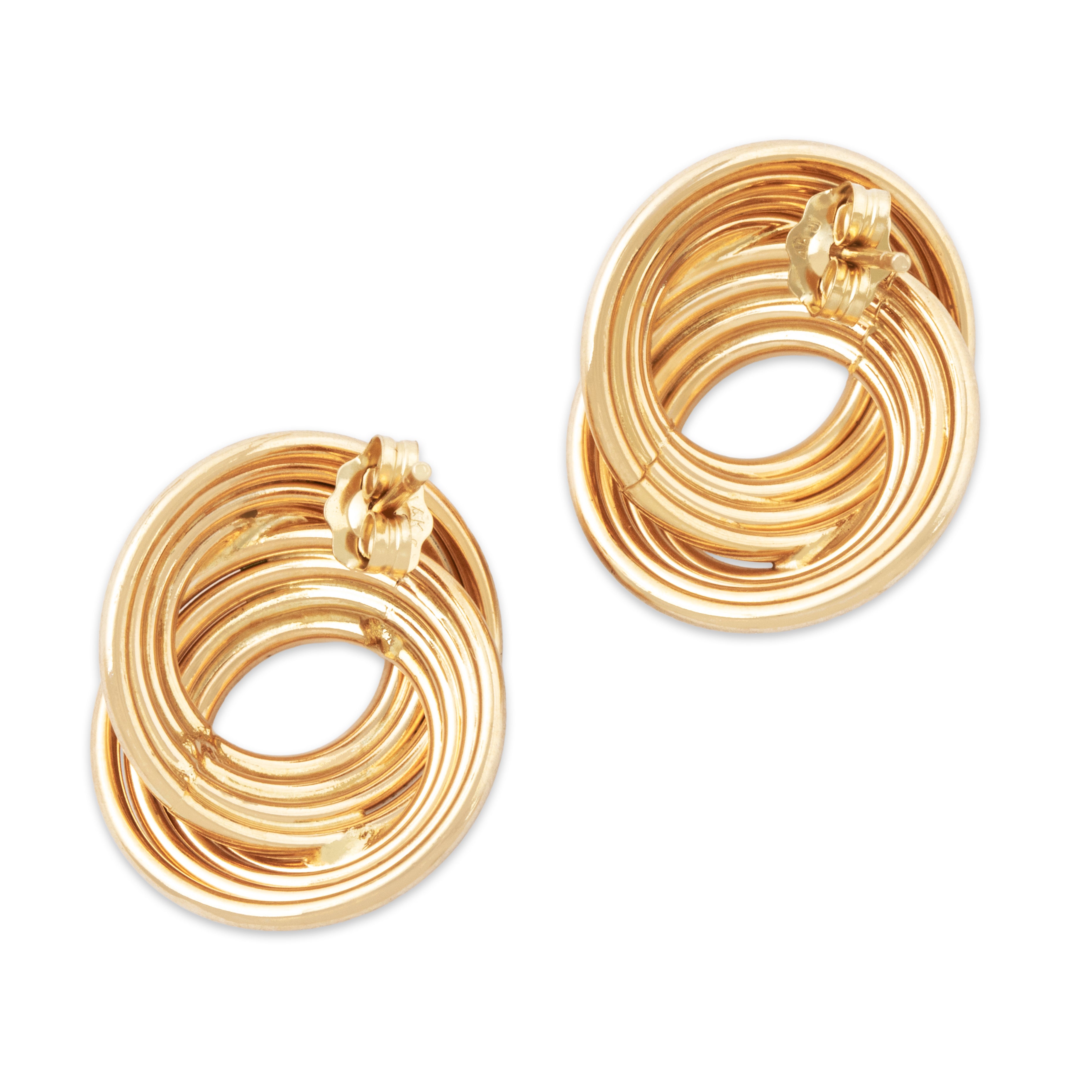 Vintage Statement 14k Yellow Gold Swirling Circles Stud Earrings、mySite、hinf8tx79