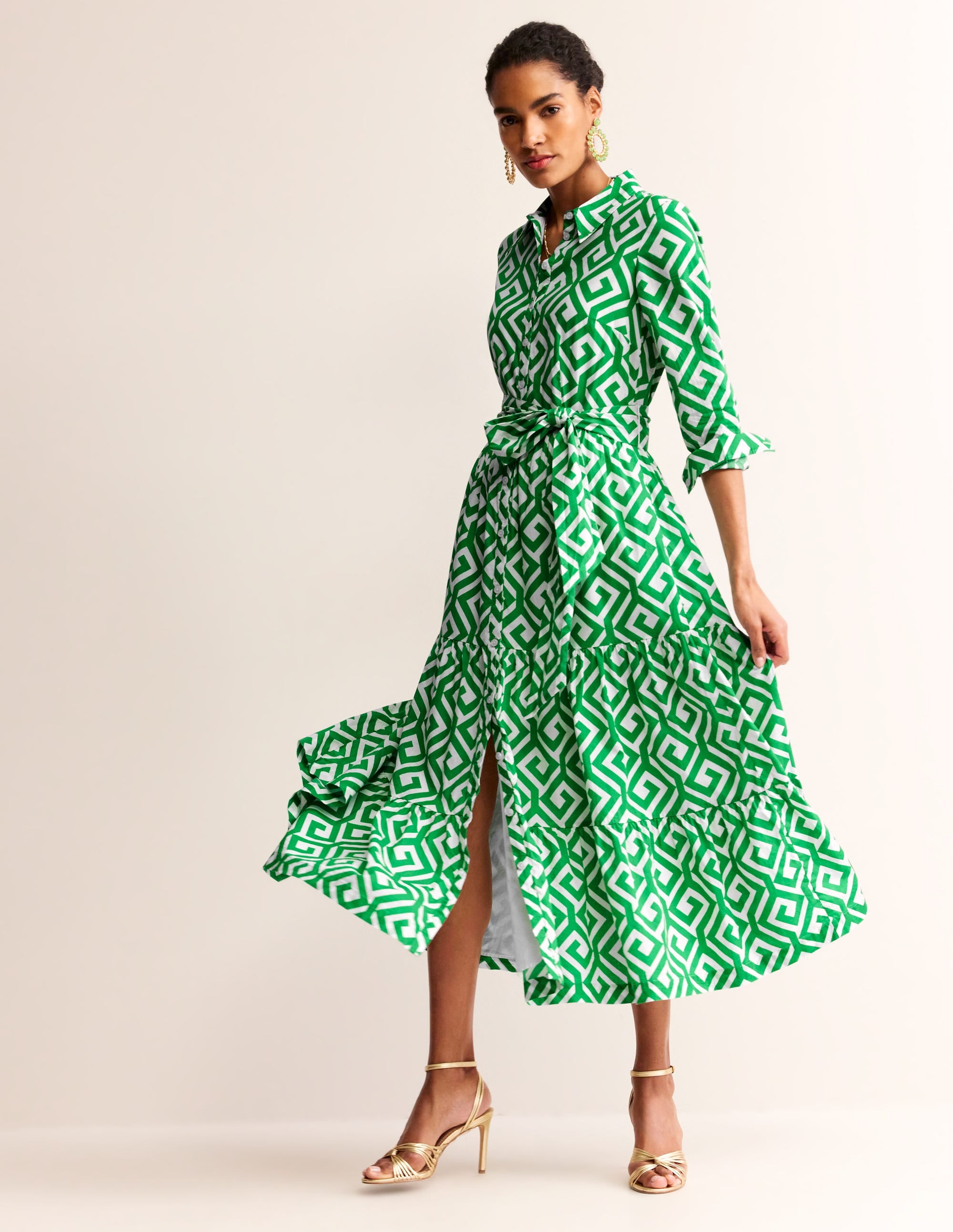  Flo Cotton Midi Shirt Dress-Green Tambourine, Maze、mySite、ashleygrahame