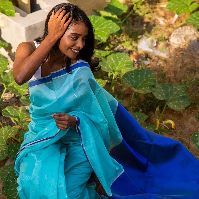 Festive Wear | Handloom Chanderi Silk Saree | Blue、mySite、camillekostekn