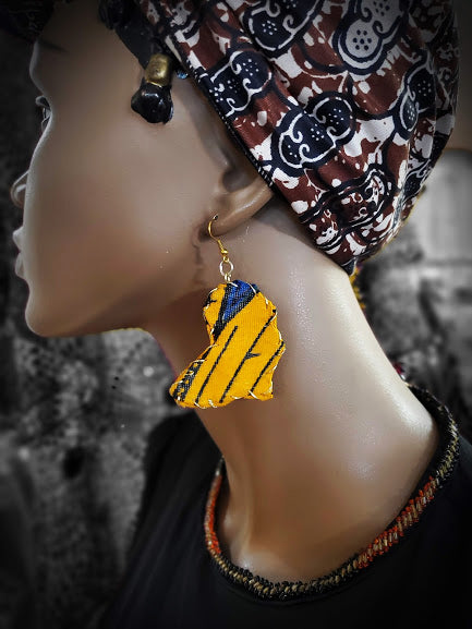 Orange and Blue African Print Earrings-DP3816ER8、mySite、solidvoid