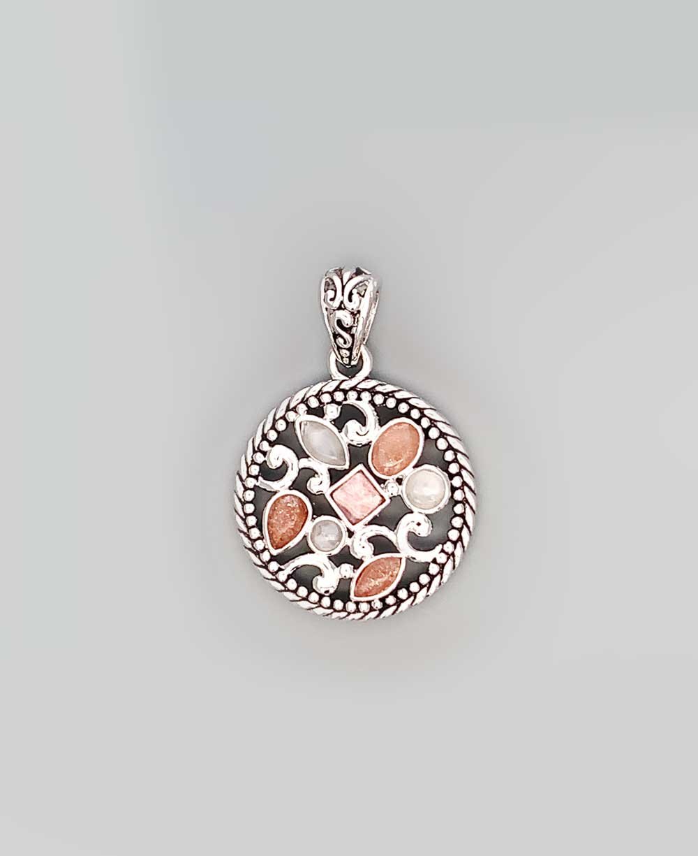 Sterling Silver Mixed Geometry Round Compassion Pendant、mySite、topwebapps