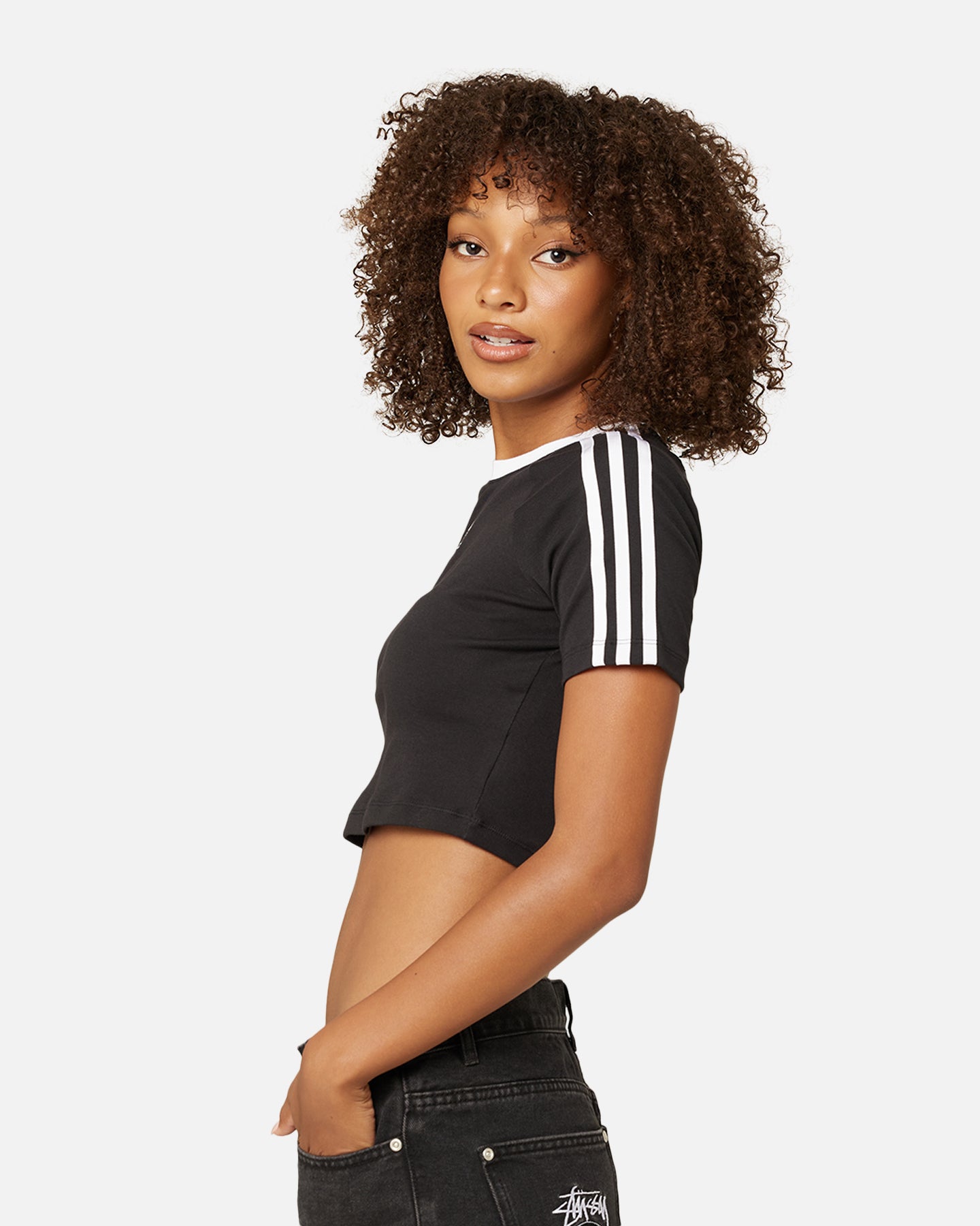 Adidas Women's 3-Stripes Baby T-Shirt Black、mySite、zt4zffjzw