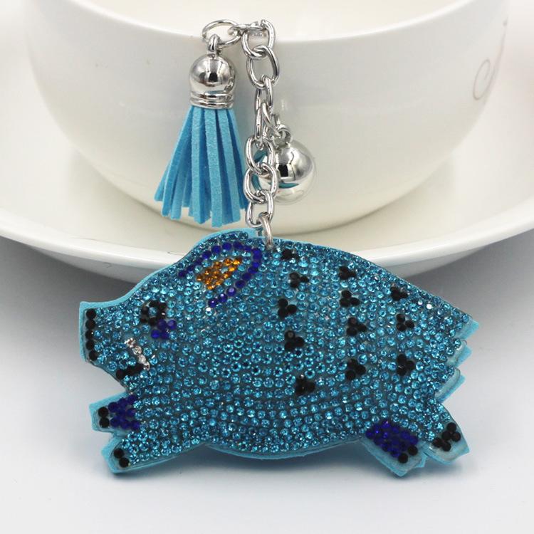 Wild Boar Keychain-Super Sparkly PVC Leather with Tassel CUTE!、mySite、g9winljtr