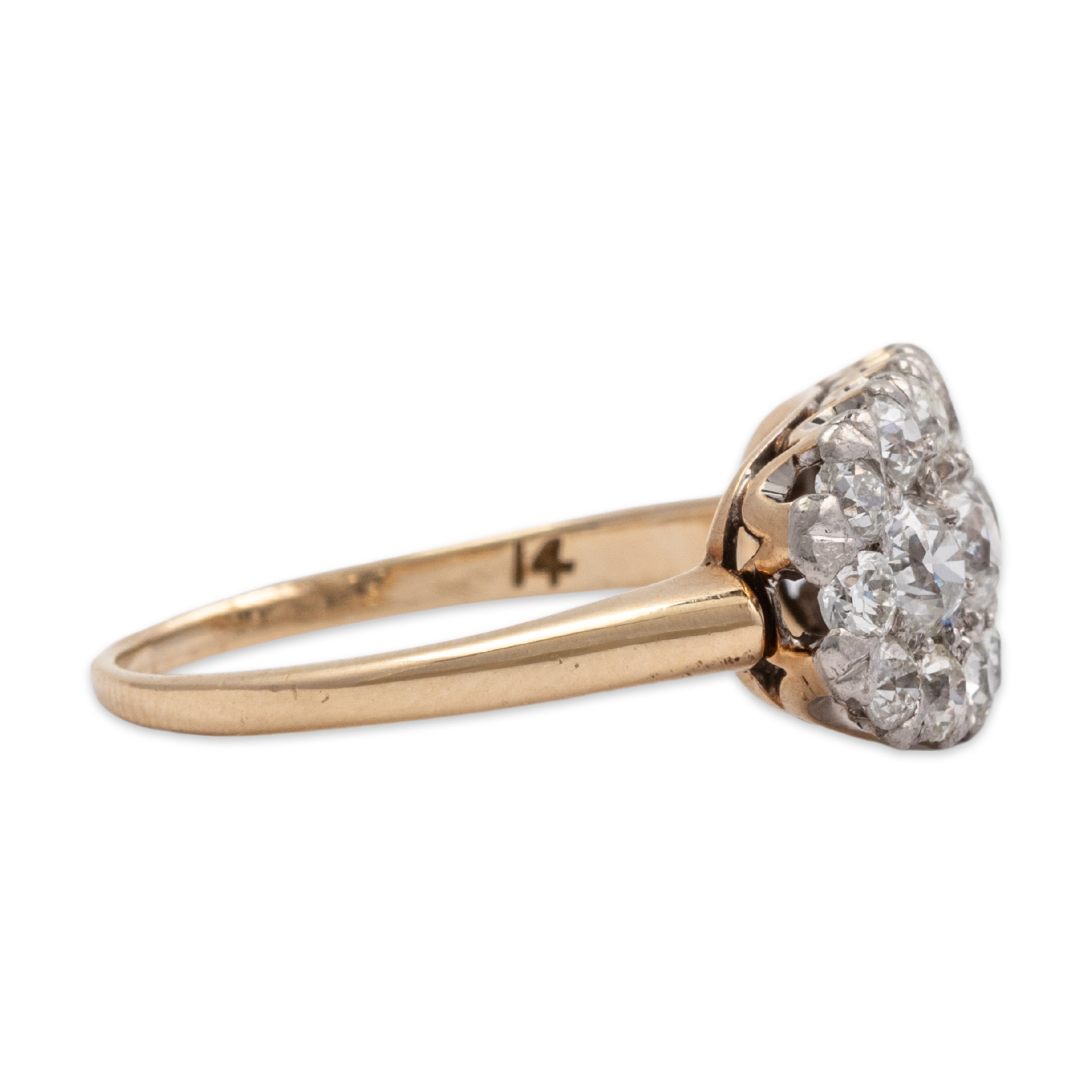 Antique 14k Yellow Gold Old Mine 1.15cttw Diamond Cluster Ring 6.25、mySite、hinf8tx79