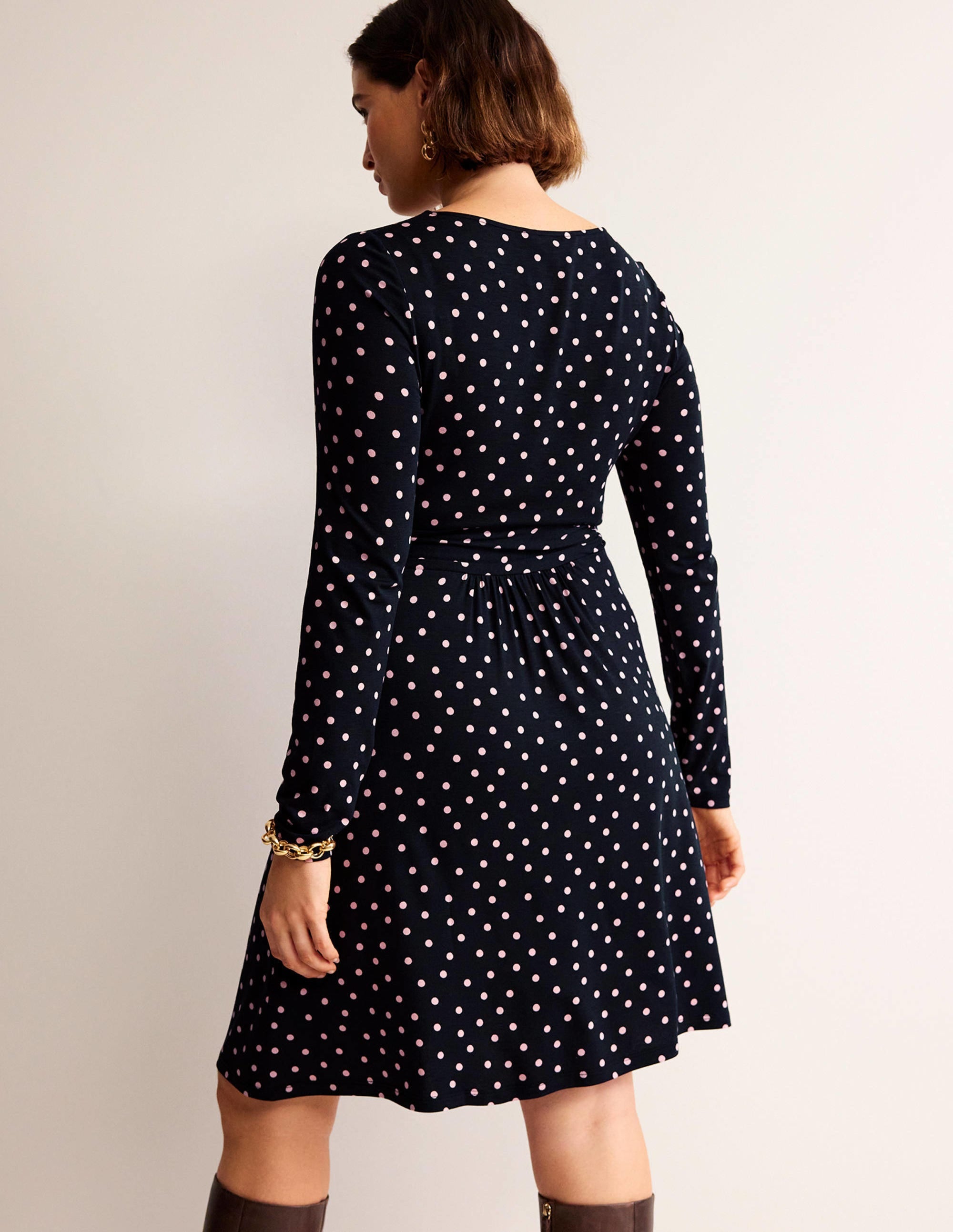  Abigail Jersey Dress-Black and Milkshake, Spot、mySite、ashleygrahame