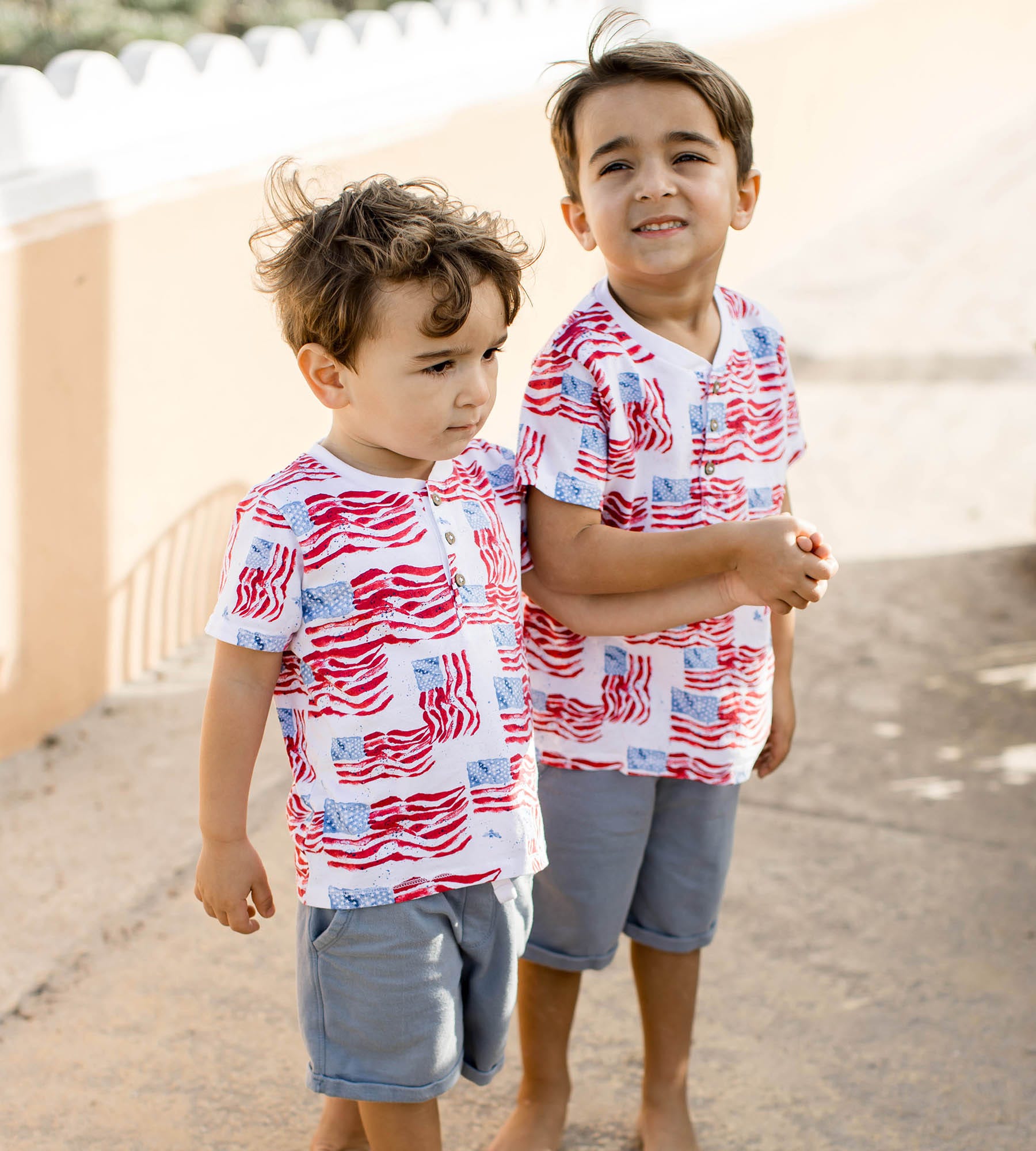 Majestic Flags Organic Cotton Boy Top & Shorts Set、mySite、g9winljtr