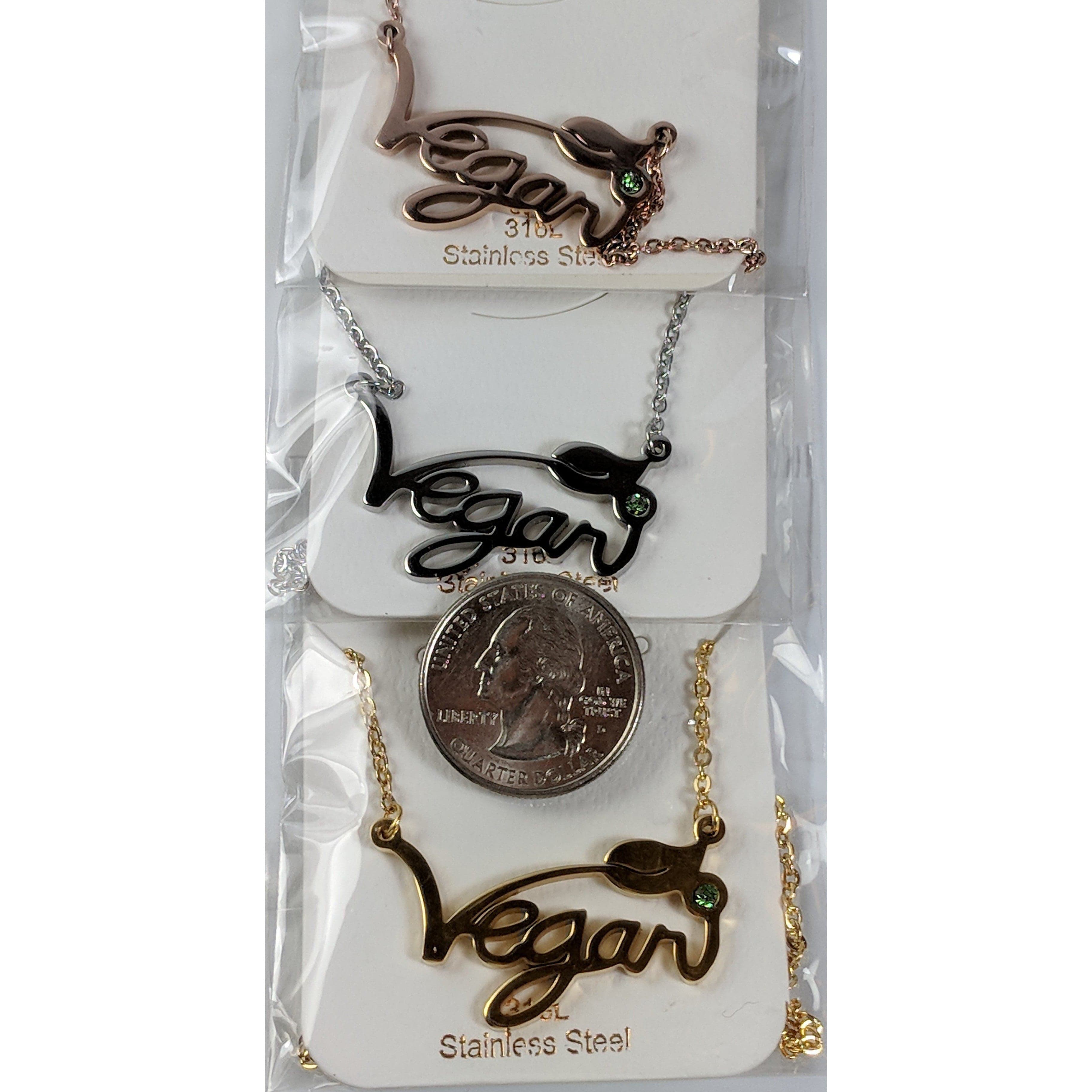 Vegan Stainless Steel Necklace & Ring in Silver, Gold and Rose Gold Tone, Great Gift! Great MESSAGE!、mySite、g9winljtr