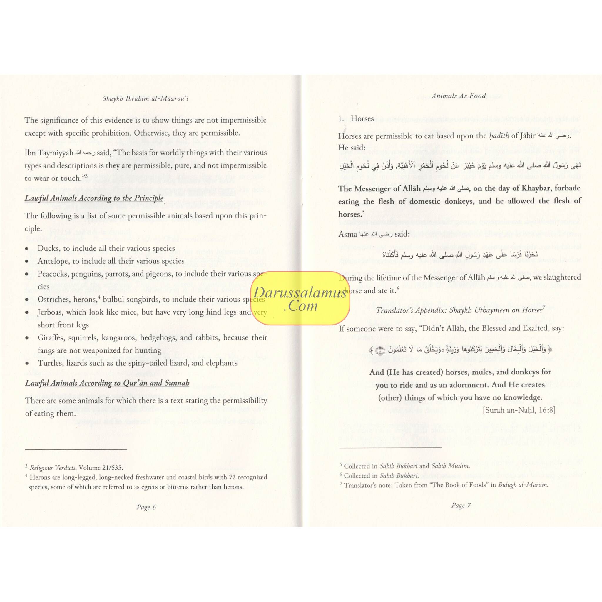 Animals As Food: The Permissible & Impermissible By Shaykh Ibrahim Al-Mazrou'i、mySite、topwebapps