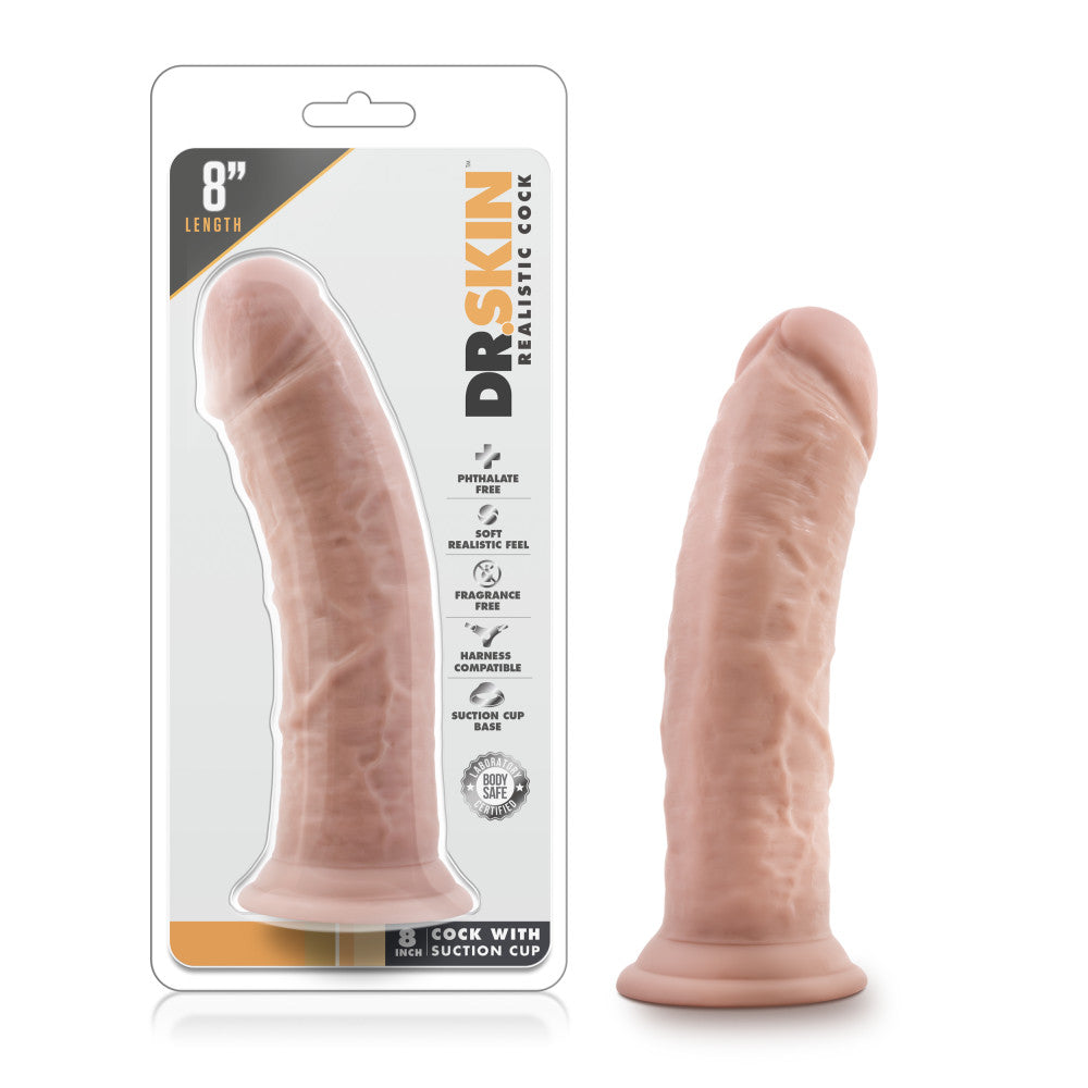 Dr. Skin By Blush® | Realistic Vanilla 8-Inch Long Dildo With Suction Cup Base、mySite、bottomscart