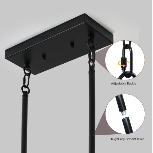 (Same as W1340P155968/L1011-RW) 32" Red Wood Industrial Farmhouse Rectangle Pendant Light, 5-Light Chandelier for Dining Room, Kitchen Island, Cafe Decor (No Bulbs)、、eastwooduniform