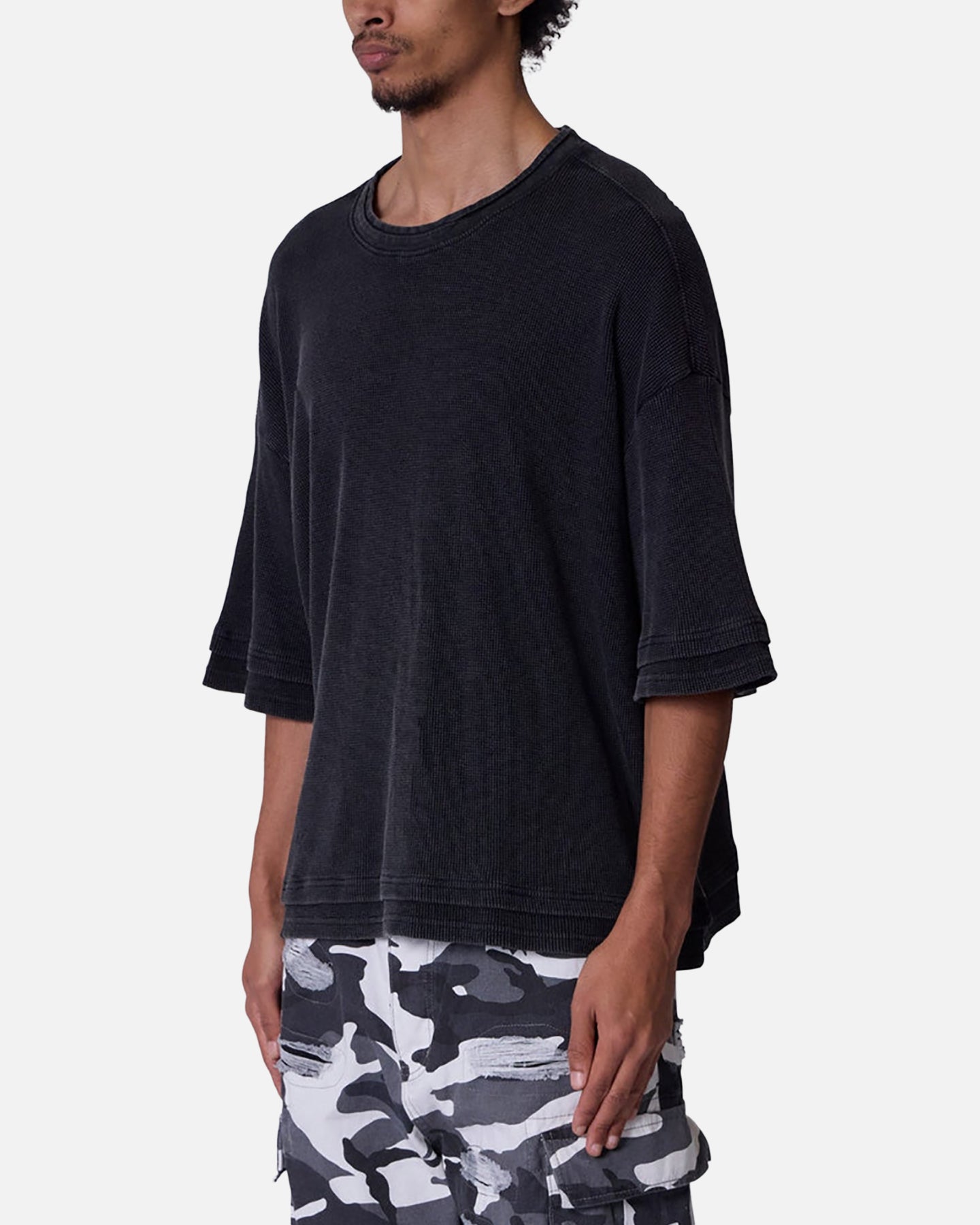 MNML Double Layer Acid Washed T-Shirt Black、mySite、zt4zffjzw