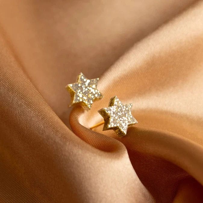 Mini Magen David Earrings - Light Gold Glitter、mySite、topwebapps