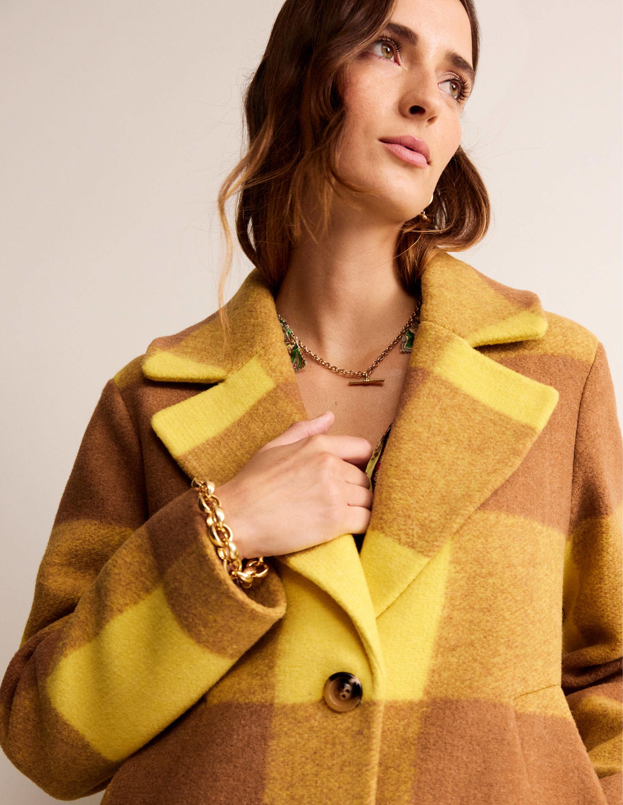  Relaxed-Fit Checked Coat-Yellow Check、mySite、ashleygrahame