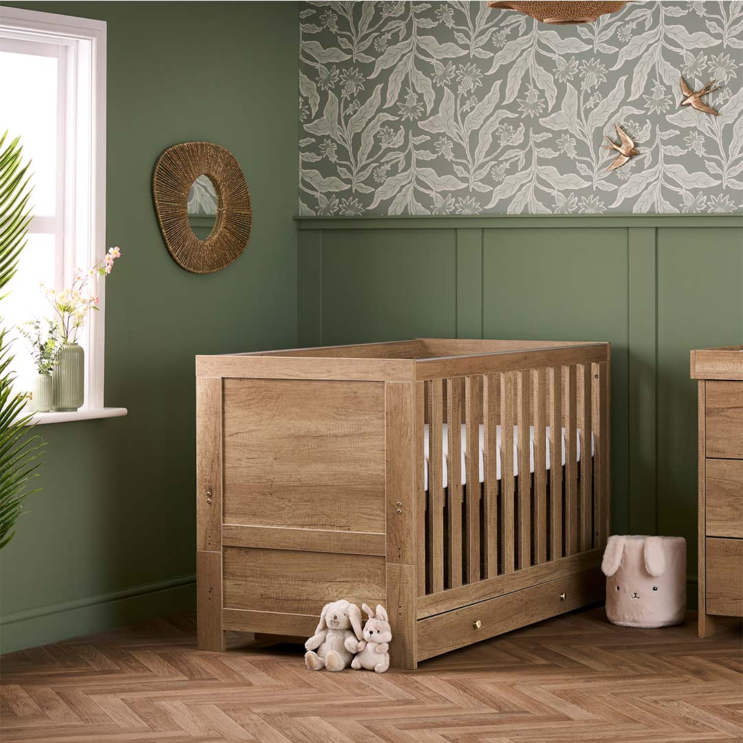 Obaby Nika Cot Bed & Under Drawer - Oak、mySite、merchandisen