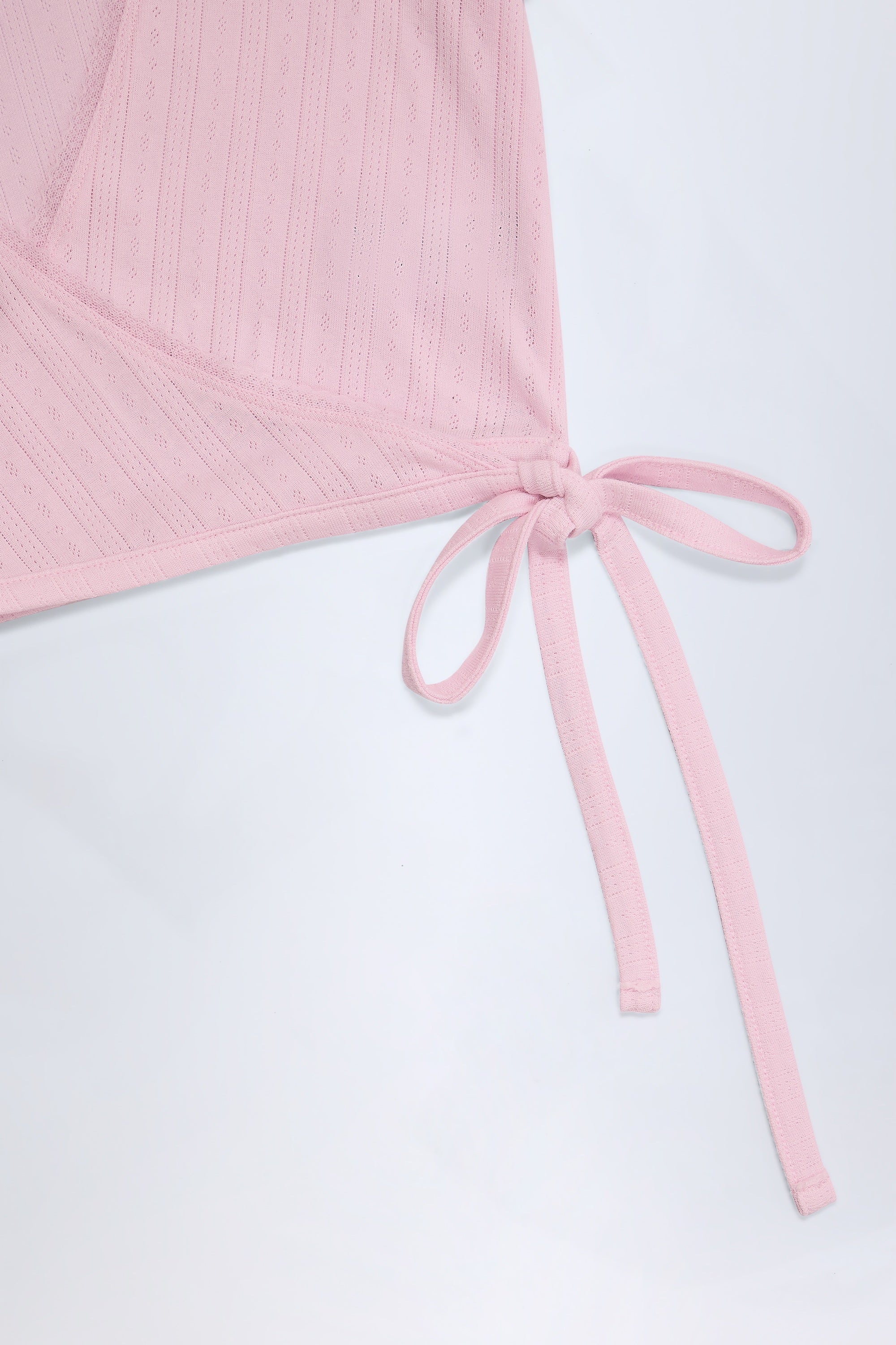  Pointelle Wrap Crop Top in Baby Pink、mySite、sugarbowlscore