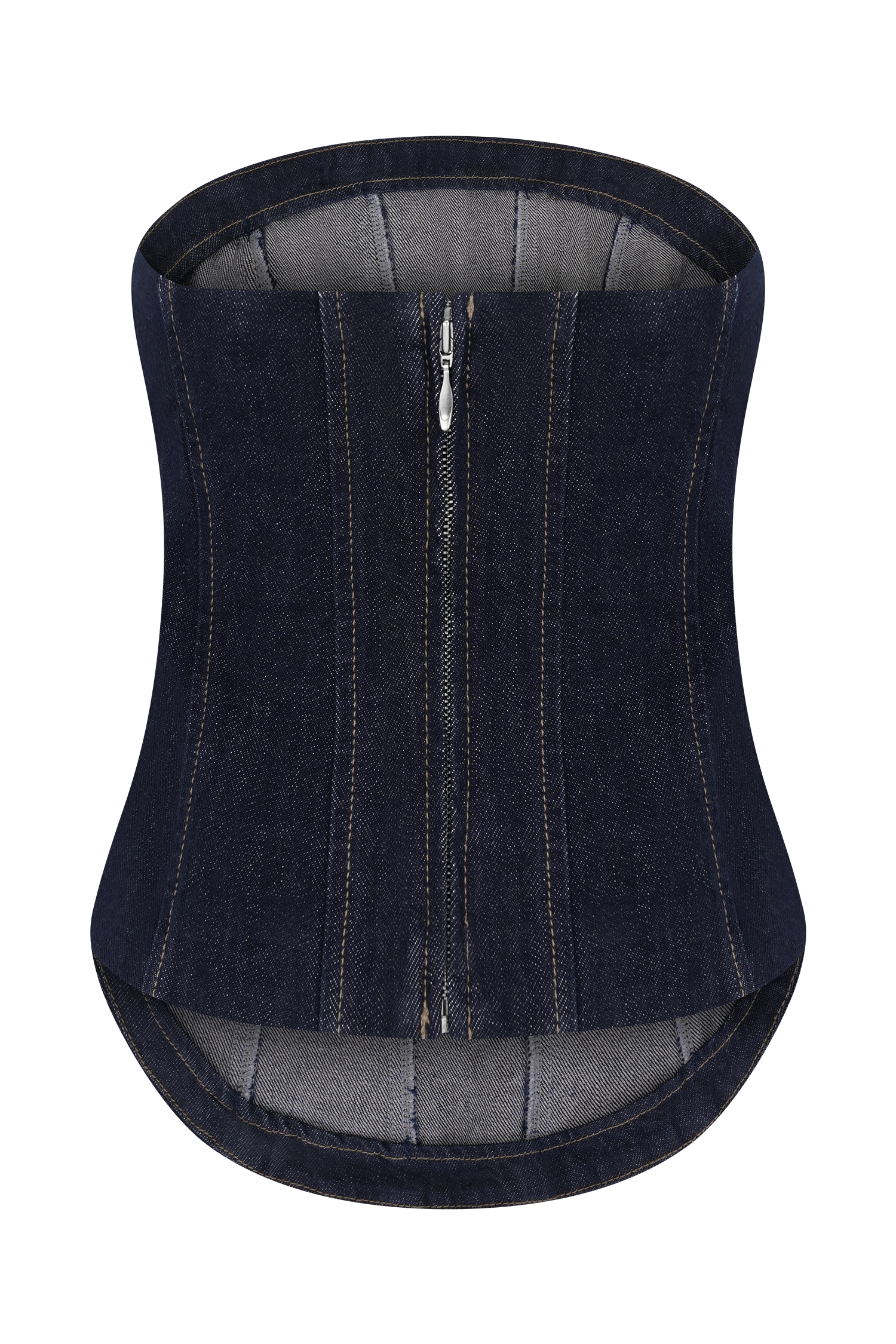 Monte Strapless Denim Corset - Washed Indigo Blue、mySite、solidvoid