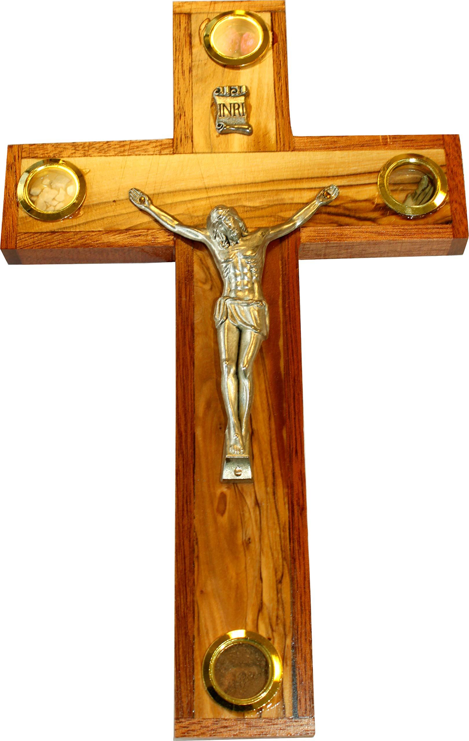 Holy Land Market Catholic Olive with Mahogany Wood Crucifix Ornamented with Holy Land Samples ( 25 cm - 10 Inches )、mySite、topwebapps