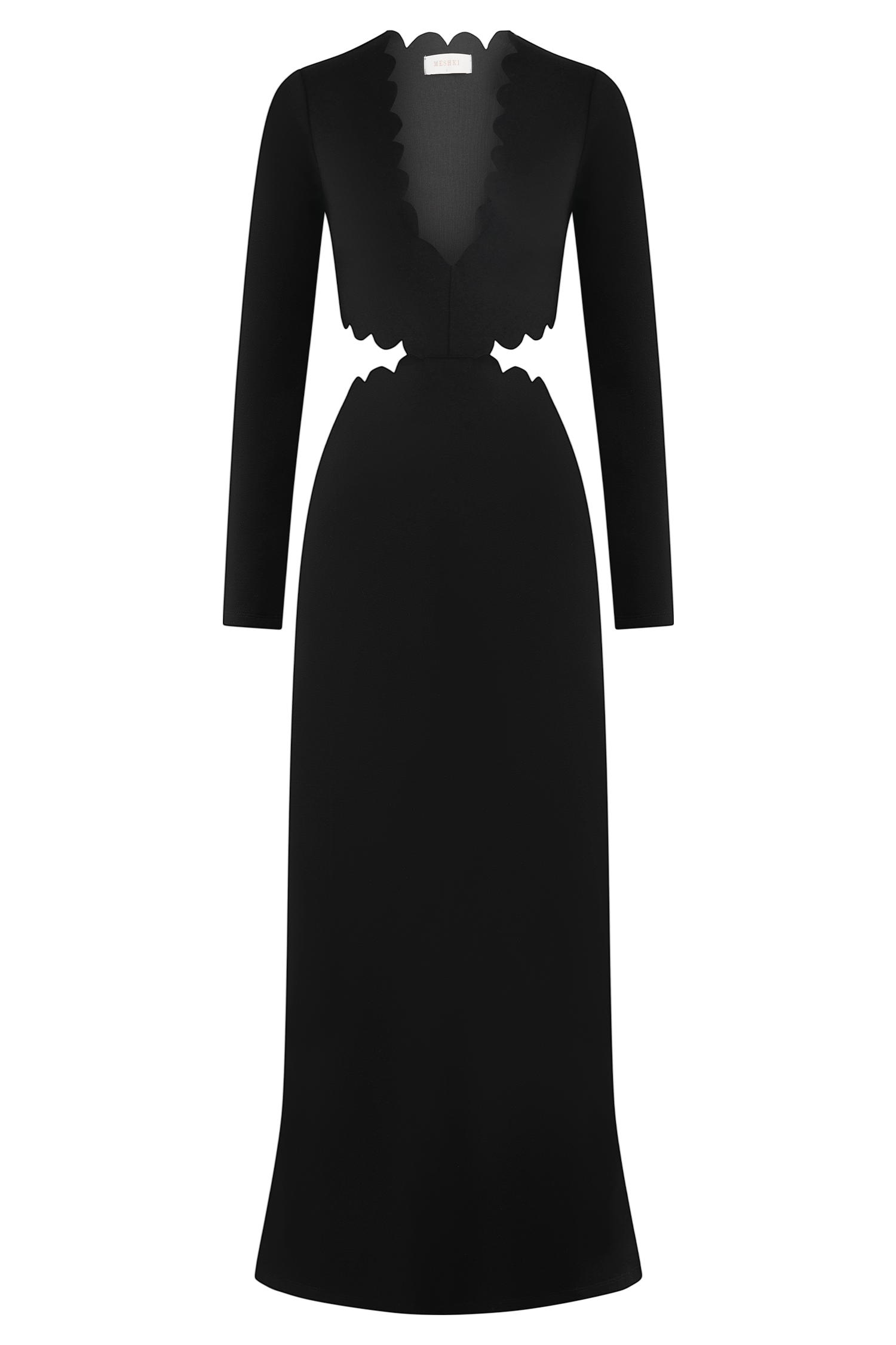 Cynthia Scalloped Halter Maxi Dress - Black、mySite、solidvoid