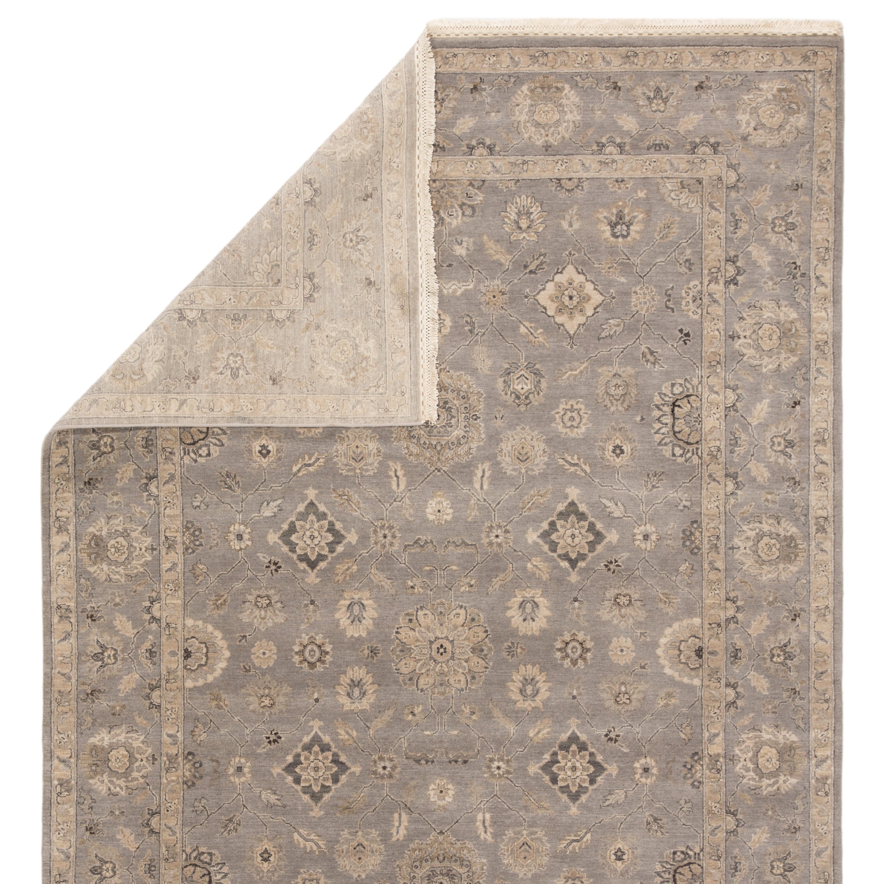Riverton Hand-Knotted Medallion Gray Tan Area Rug、mySite、gigharbornorthrealestate