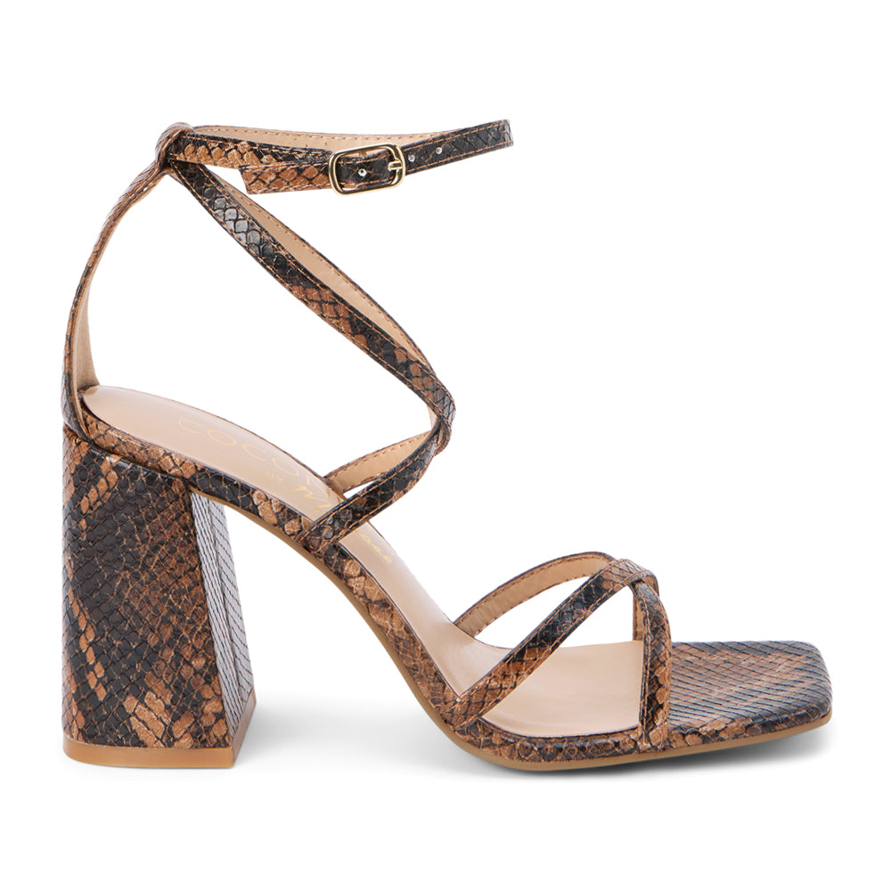 Abba Snake Print Block Heel Strappy Sandals、mySite、gtrtttuynbv