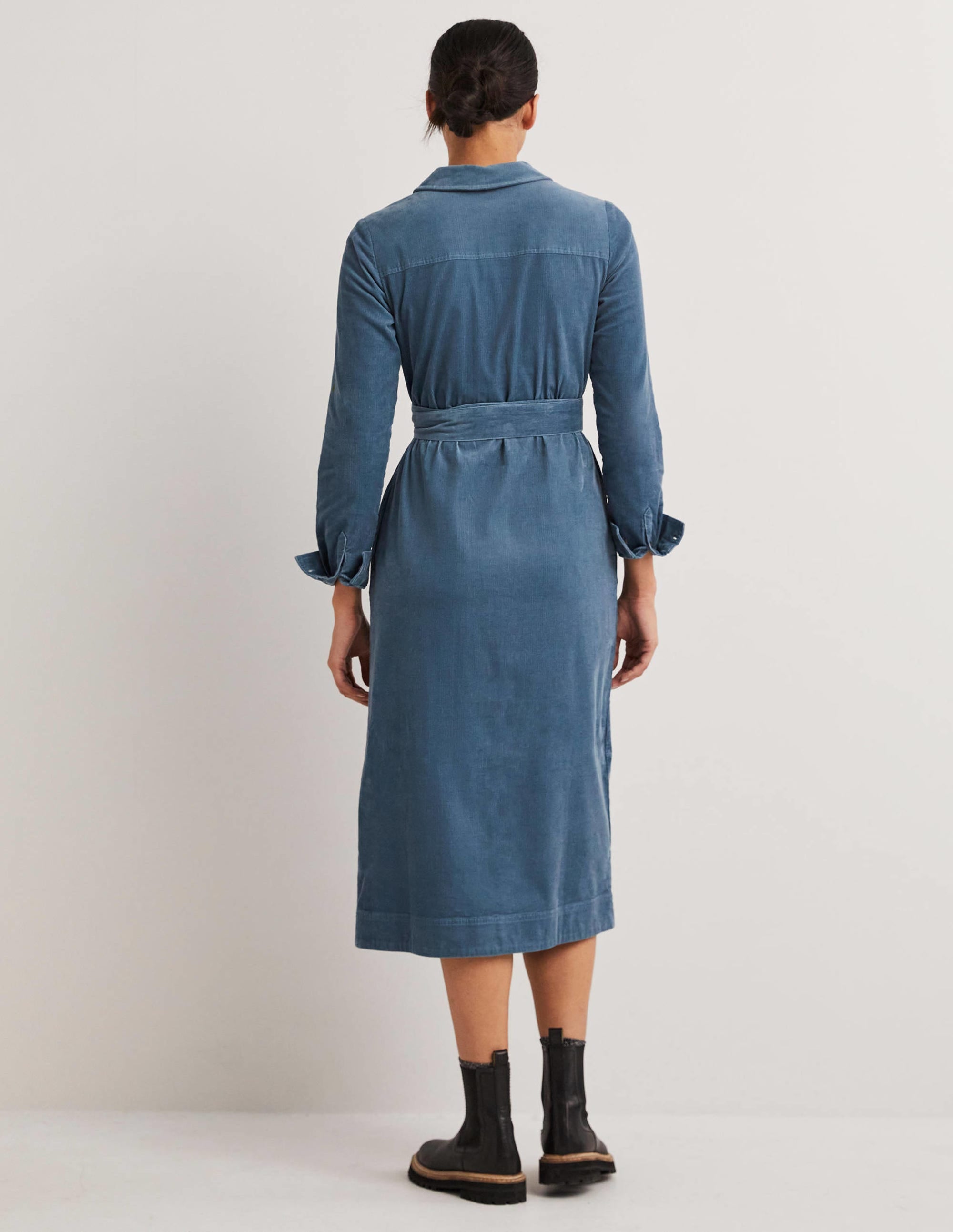  Corduroy Midi Shirt Dress-Mid Blue、mySite、ashleygrahame