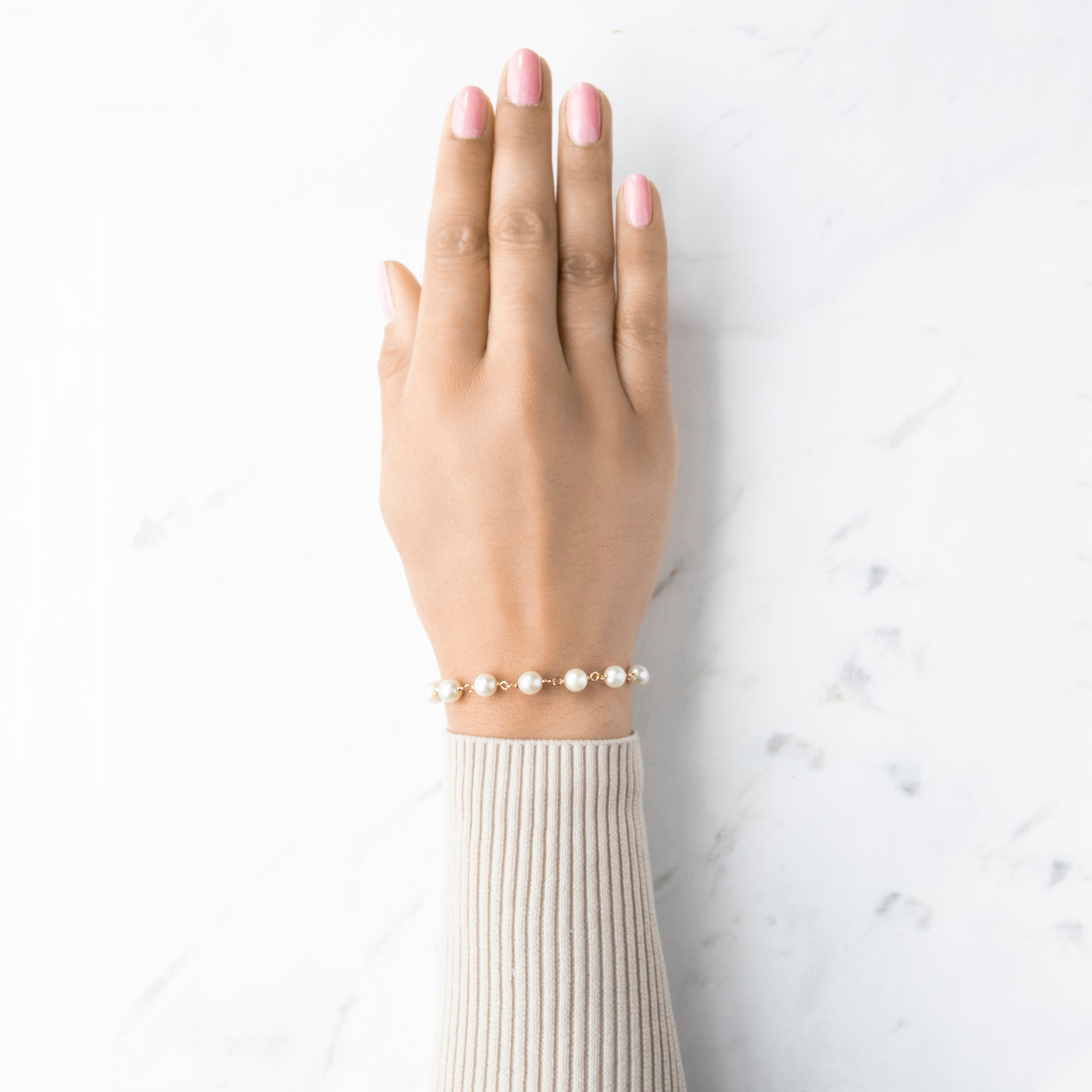 Vintage 14k Yellow Gold Pearl Beaded Station Bracelet 6.5、mySite、hinf8tx79