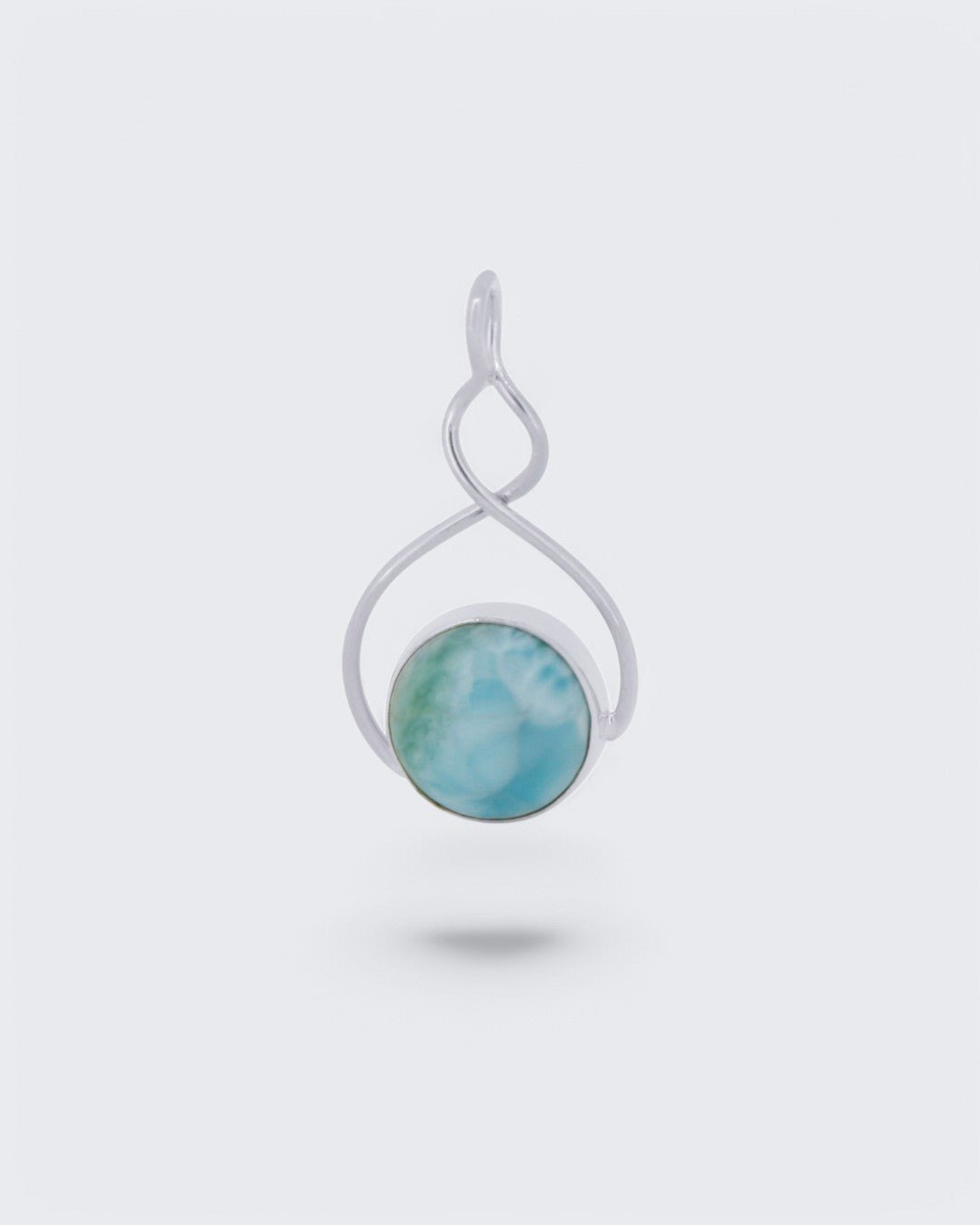 Sterling Silver Round Larimar Pendant、mySite、topwebapps