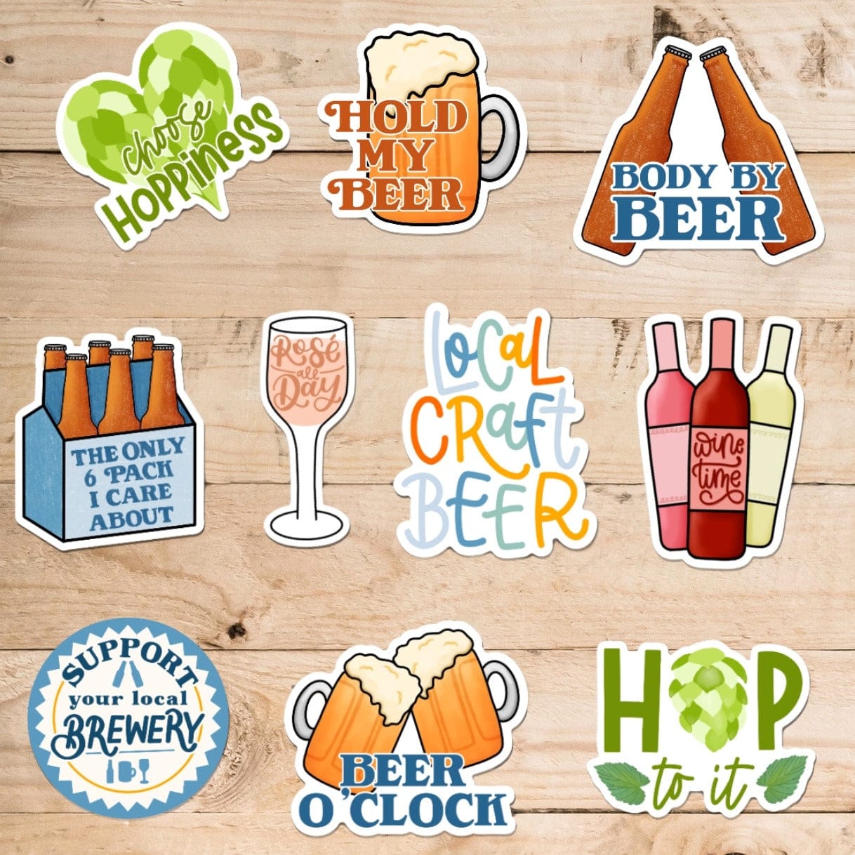  Beer and Wine Sticker 10 Pack、mySite、elrpsem3k