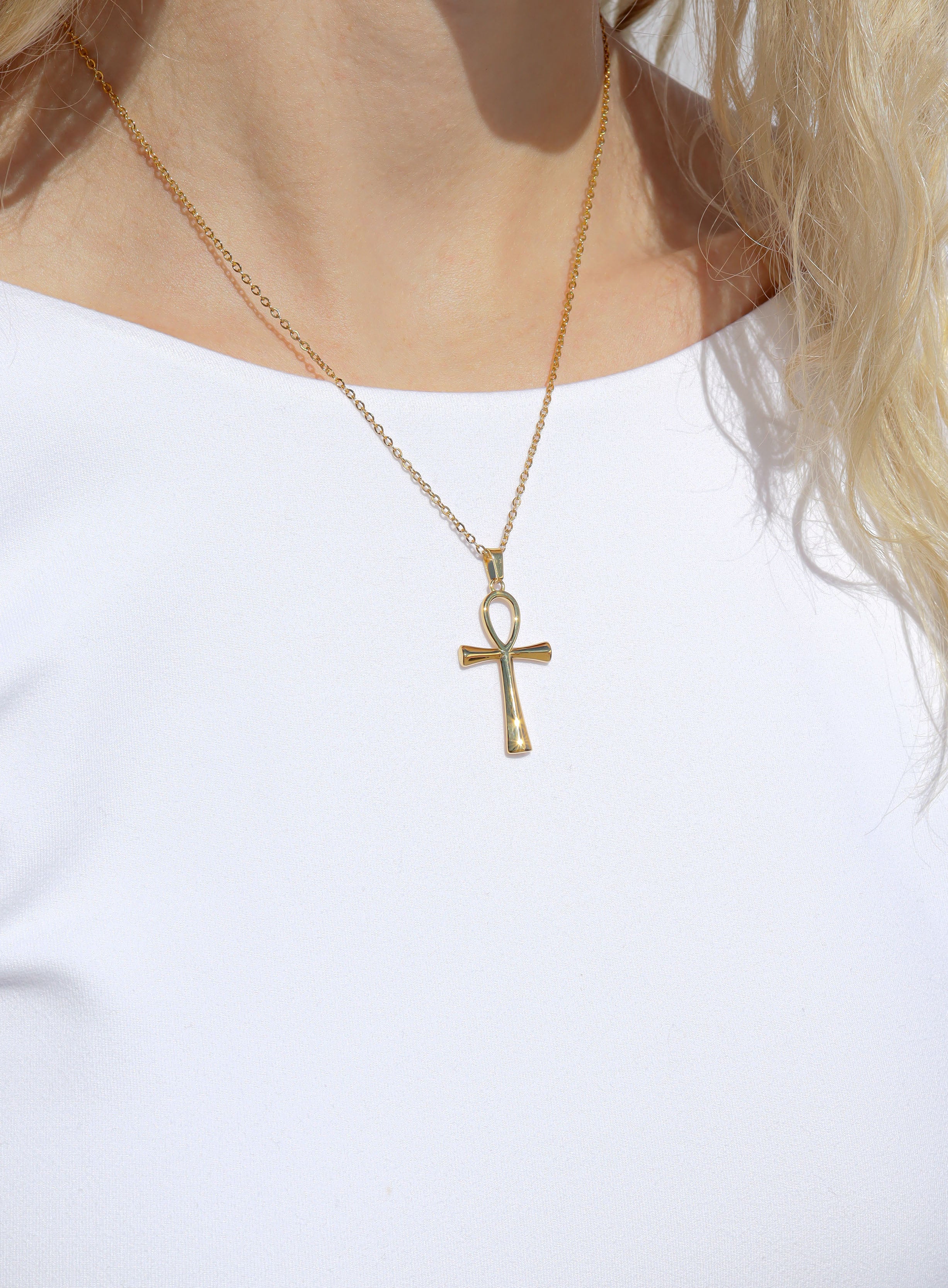 18K Gold PVD Stainless Steel Small Ankh Charm / PDL0257、mySite、dreamappss