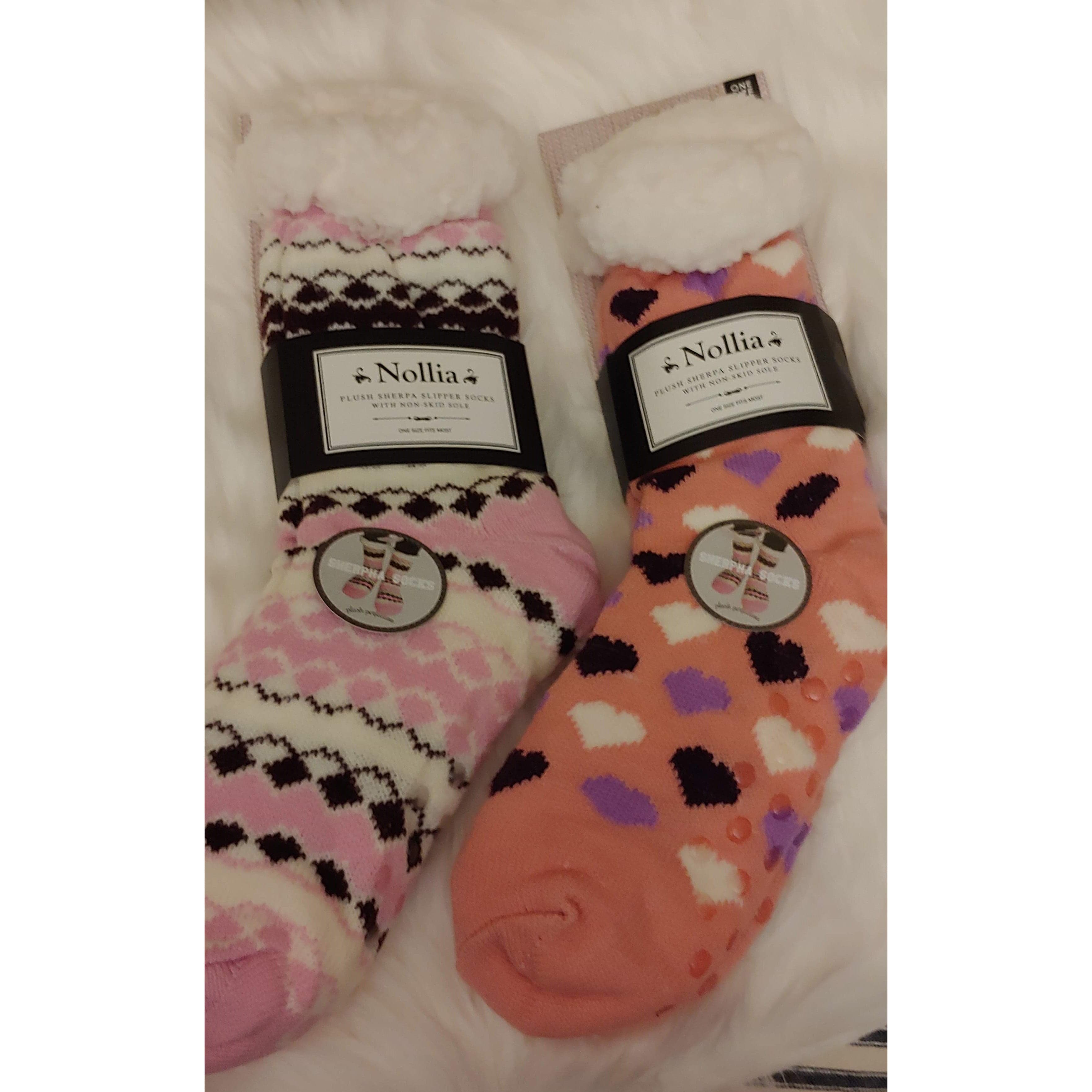 Ladies & Girls Slipper Socks, Thick & Fuzzy Sherpa Slipper Socks, 5 Varieties SZ 4-10shoe、mySite、g9winljtr