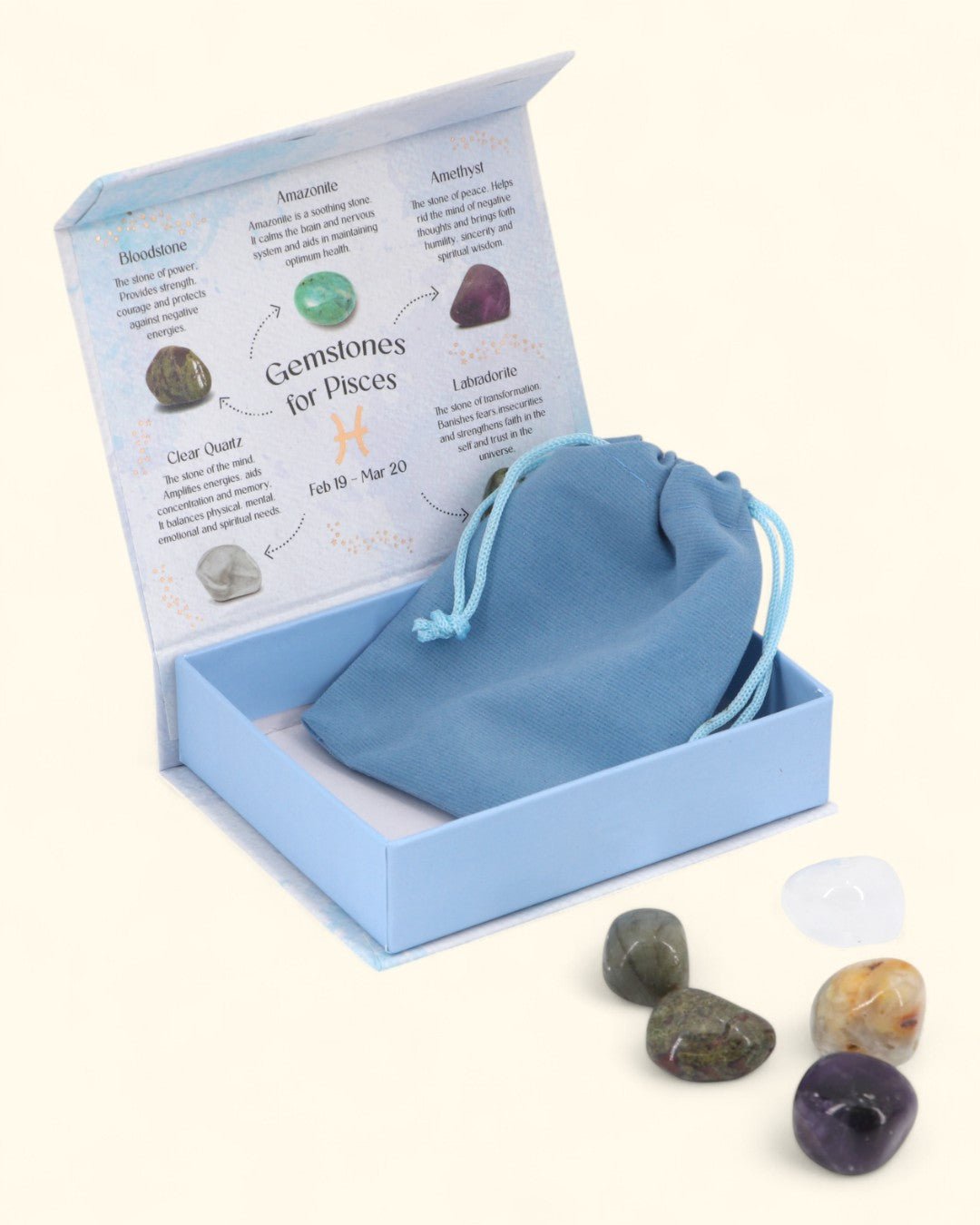 Pisces Zodiac Candle & Crystal Tumblestone Set、mySite、topwebapps