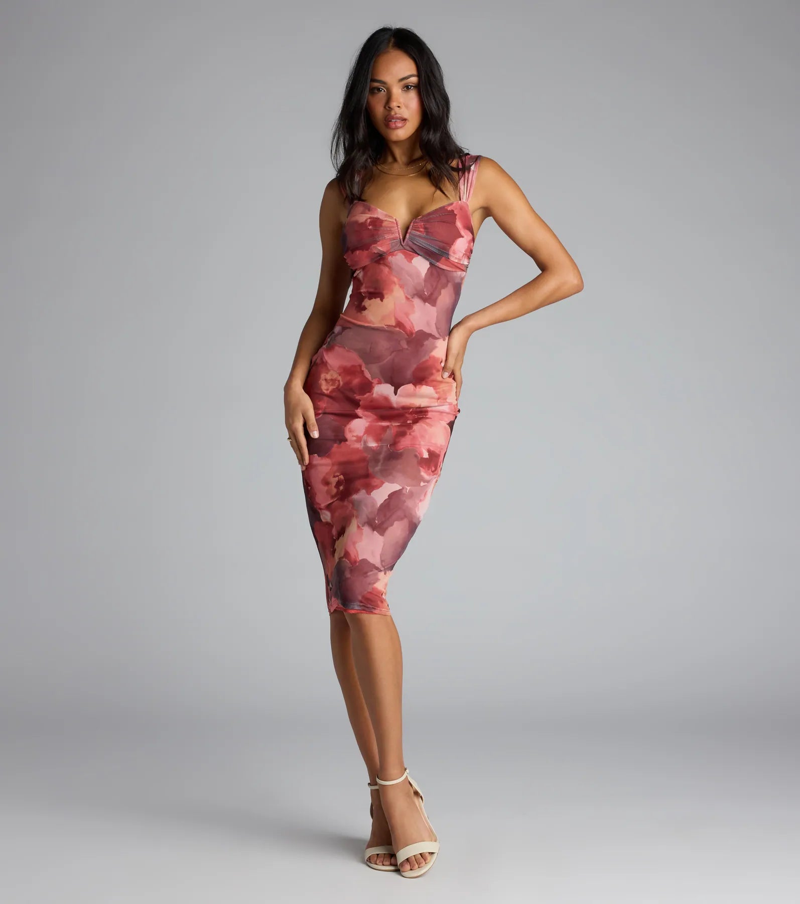  Crush Hour Floral Bodycon Midi Dress、mySite、justintrudeaud