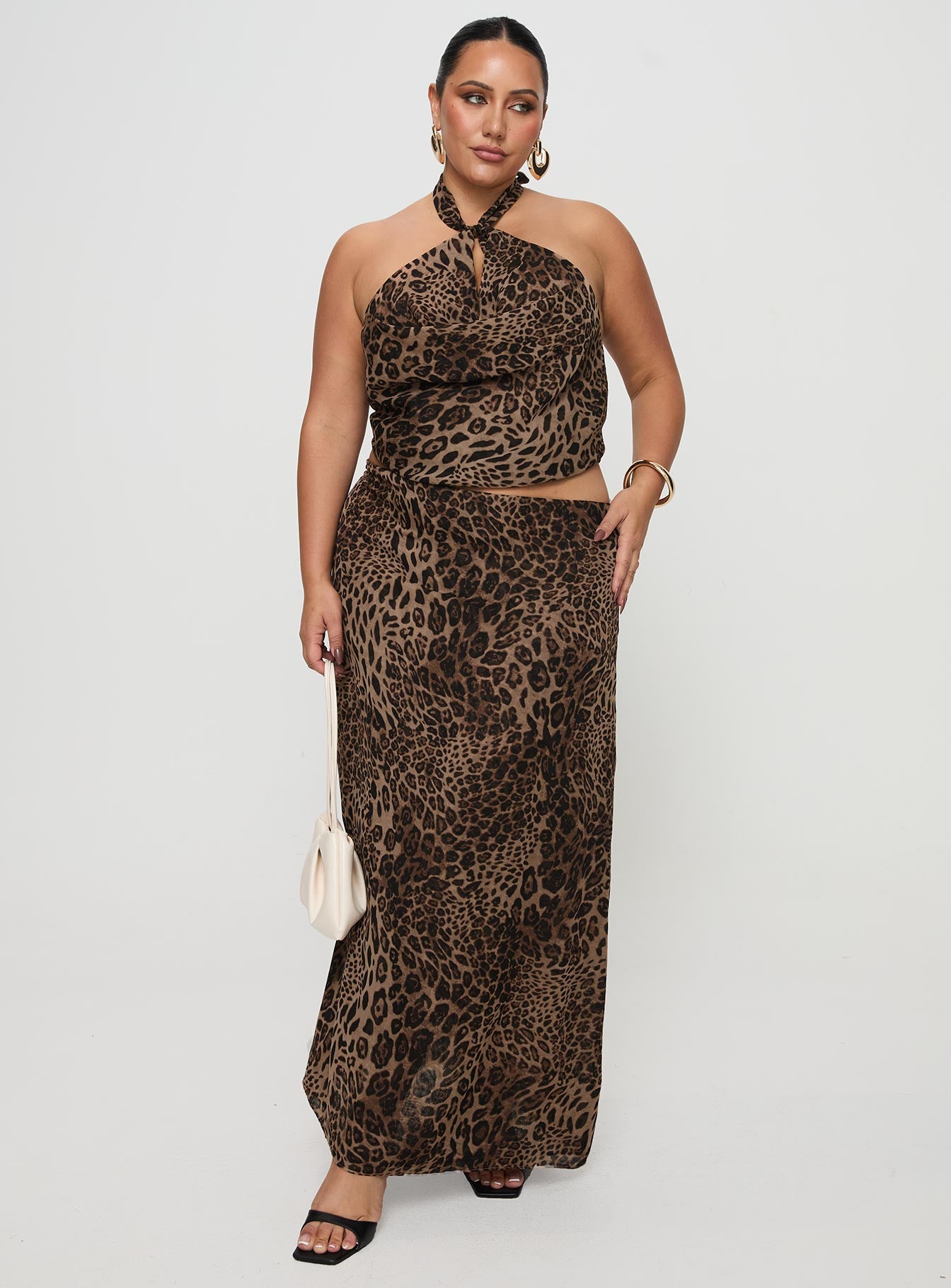 Eleganza Maxi Skirt Leopard Curve、mySite、solidvoid