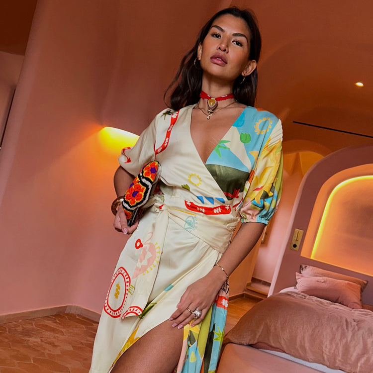 Multi Sundazed Summer Vienna Wrap Dress、mySite、solidvoid