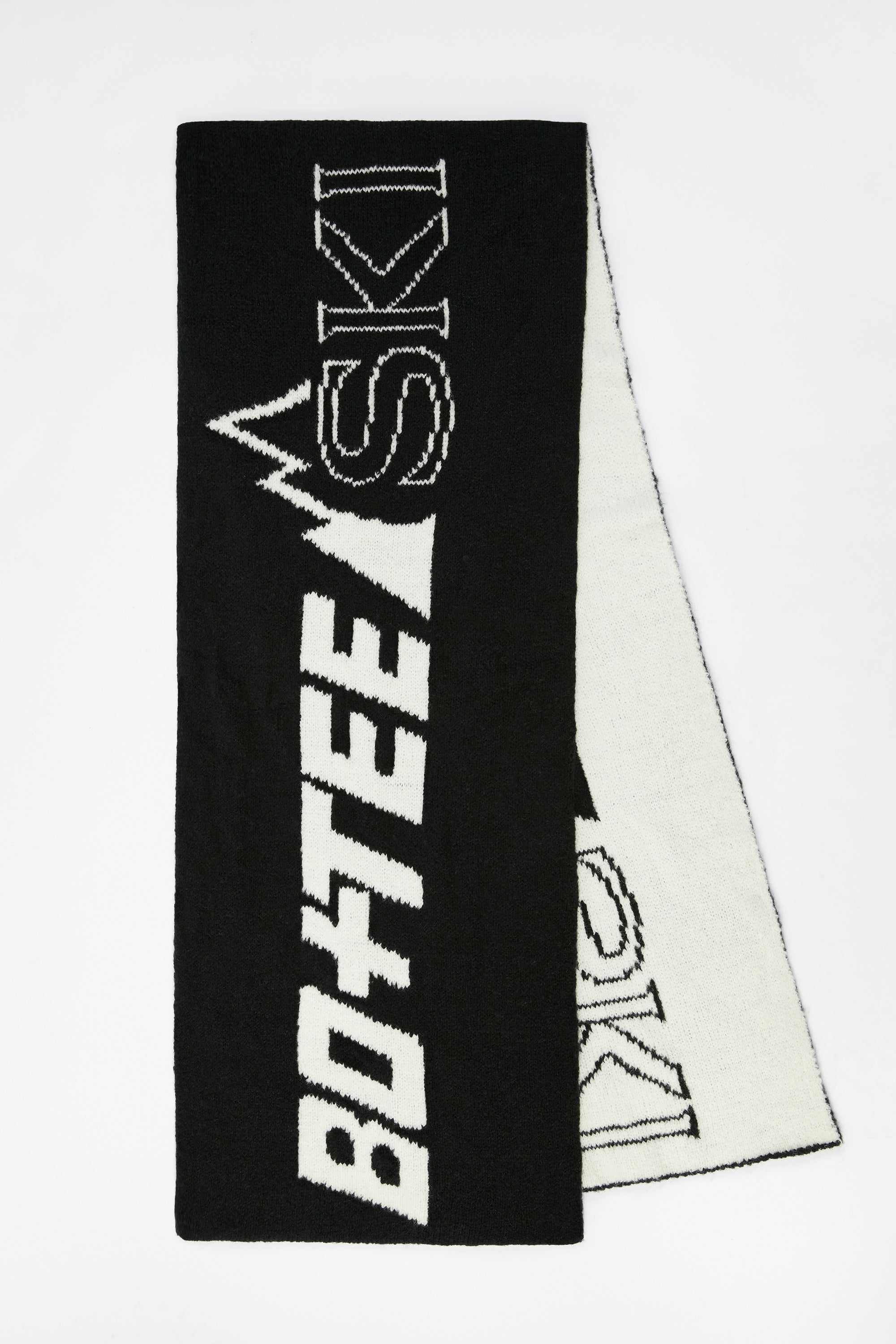 Oversized Chunky Knit Scarf in Black、mySite、solidvoid