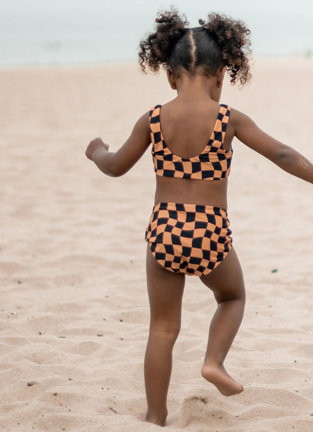 Seaesta Surf Girls' Print Wavy Check Two Piece Bikini Set (Toddler, Little Kid, Big Kid)、mySite、noshort