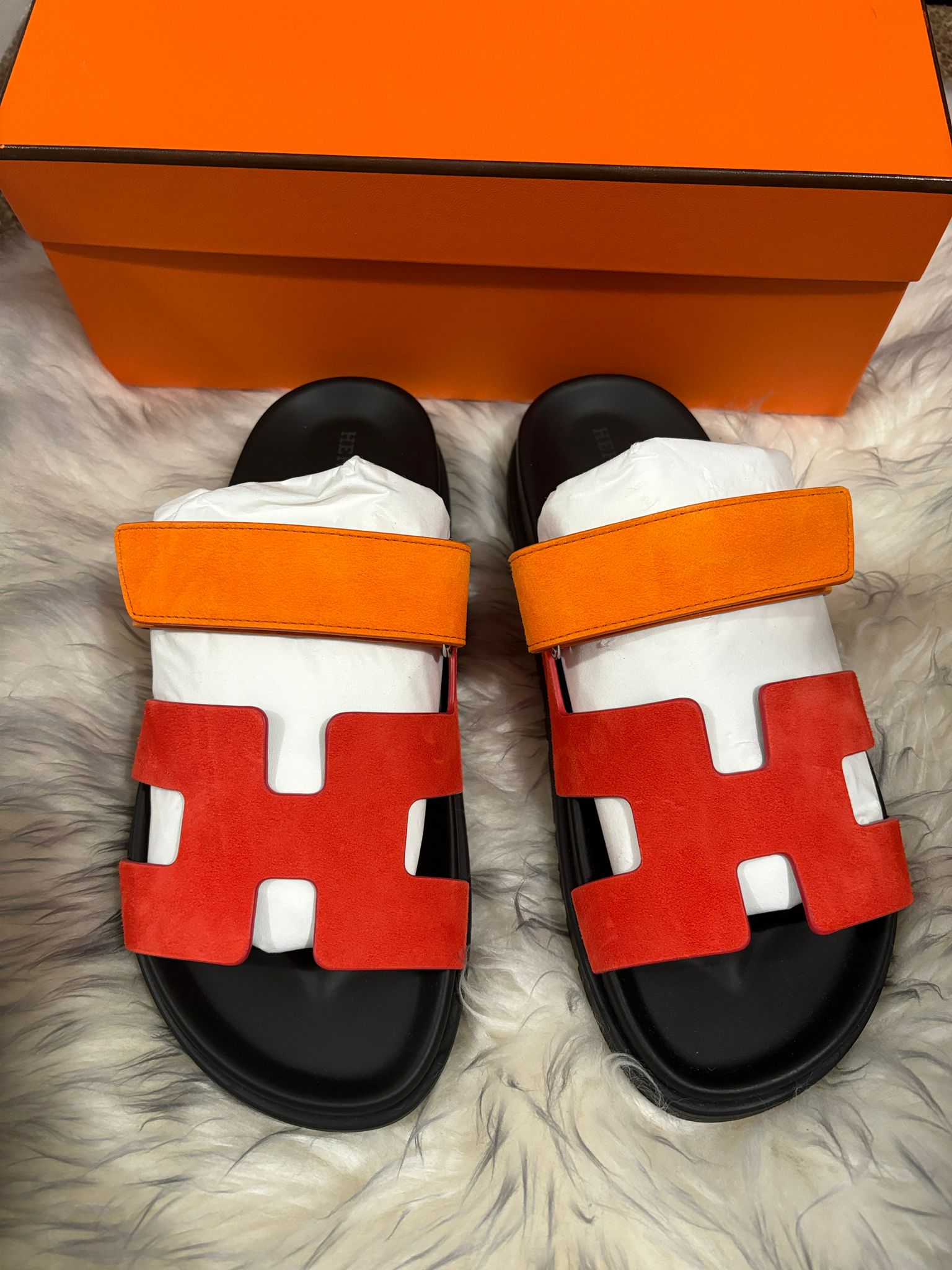 Hermès Chypre Sandals (Rouge Écarlate / Sunset)、mySite、garminoutage.com