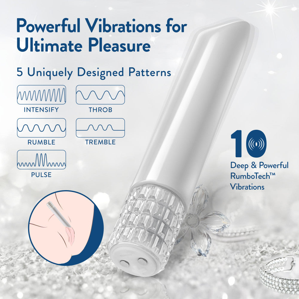 Oh My Gem | Bold 5 Inch Pocket-Sized Power Vibrator With Tapered Tip & Diamond Gem Base – In White、mySite、bottomscart