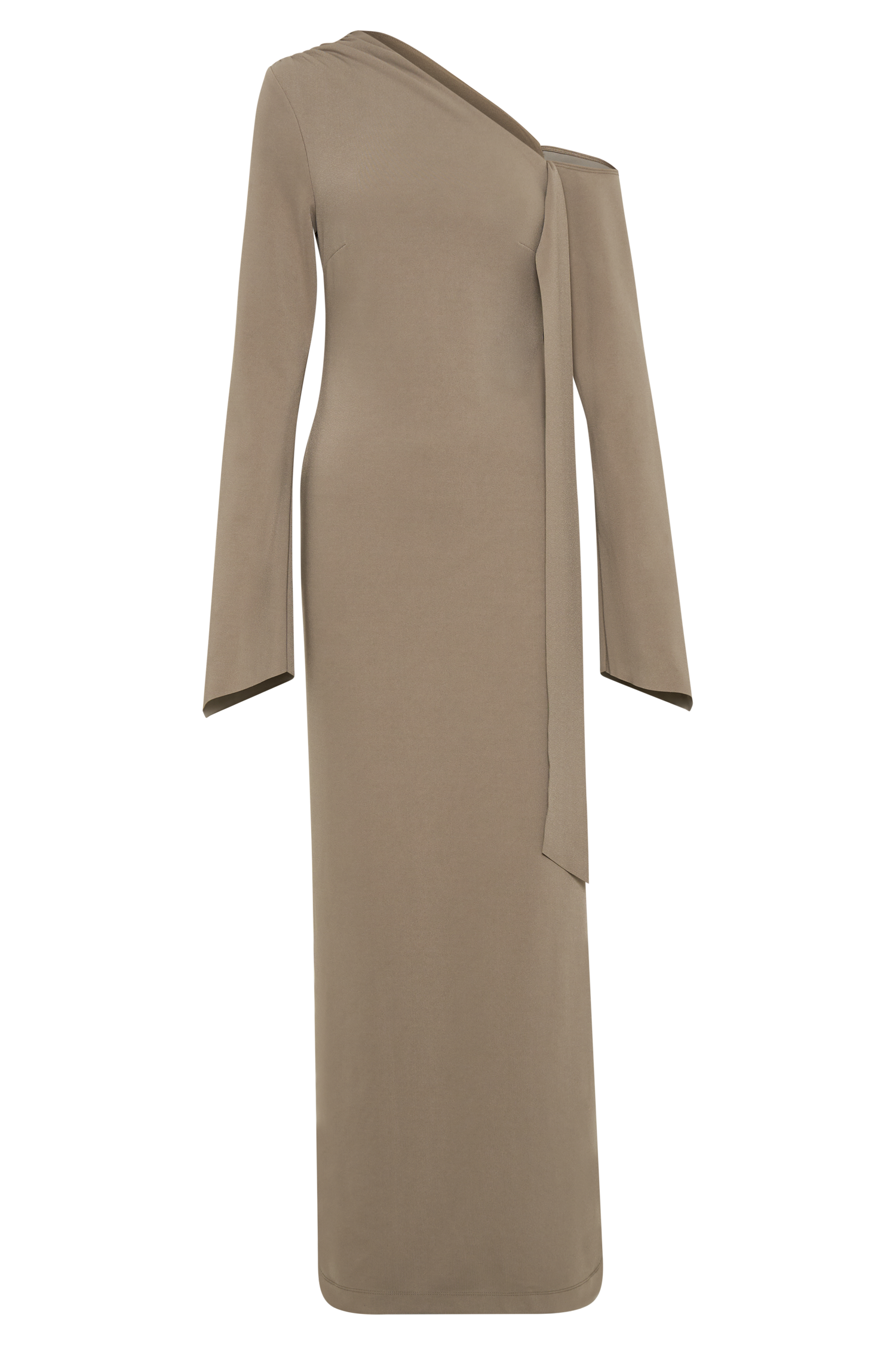 Nicola One Shoulder Crepe Maxi Dress - Mushroom、mySite、solidvoid