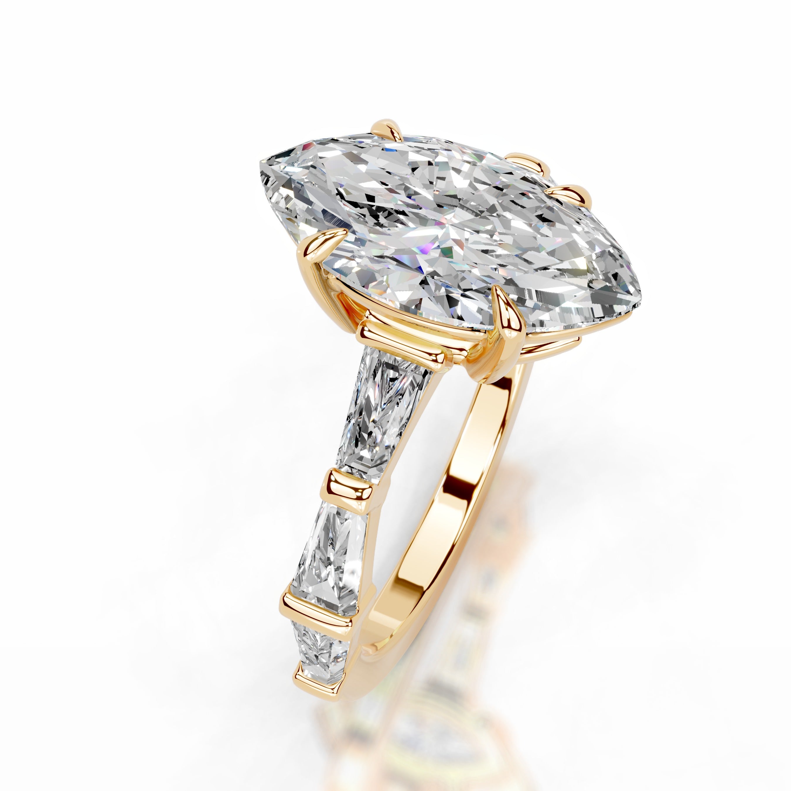 Nidia Moissanite & Diamond Ring - 18K Yellow Gold、mySite、hinf8tx79
