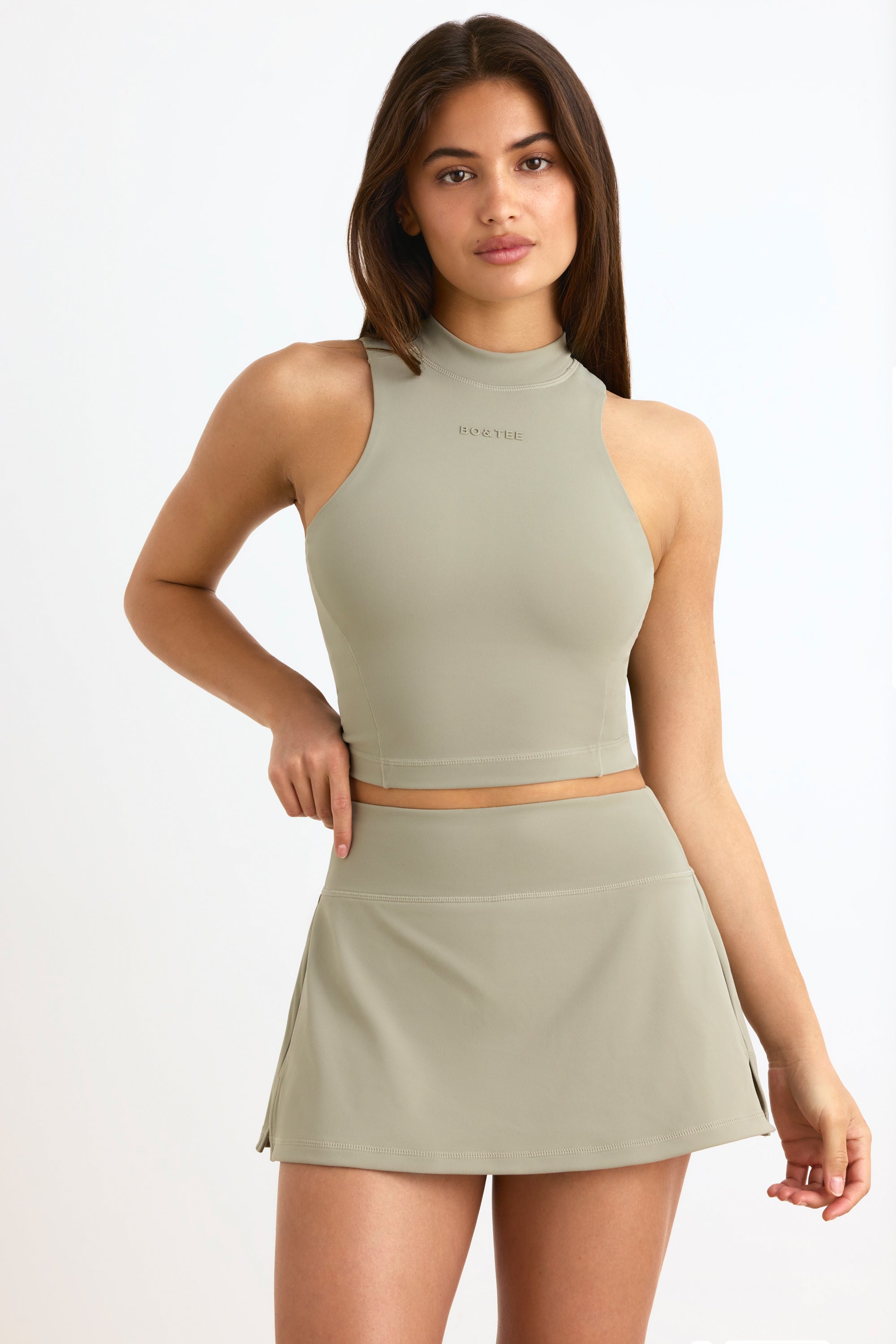 Soft Active High-Neck Tank Top in Mineral、mySite、solidvoid