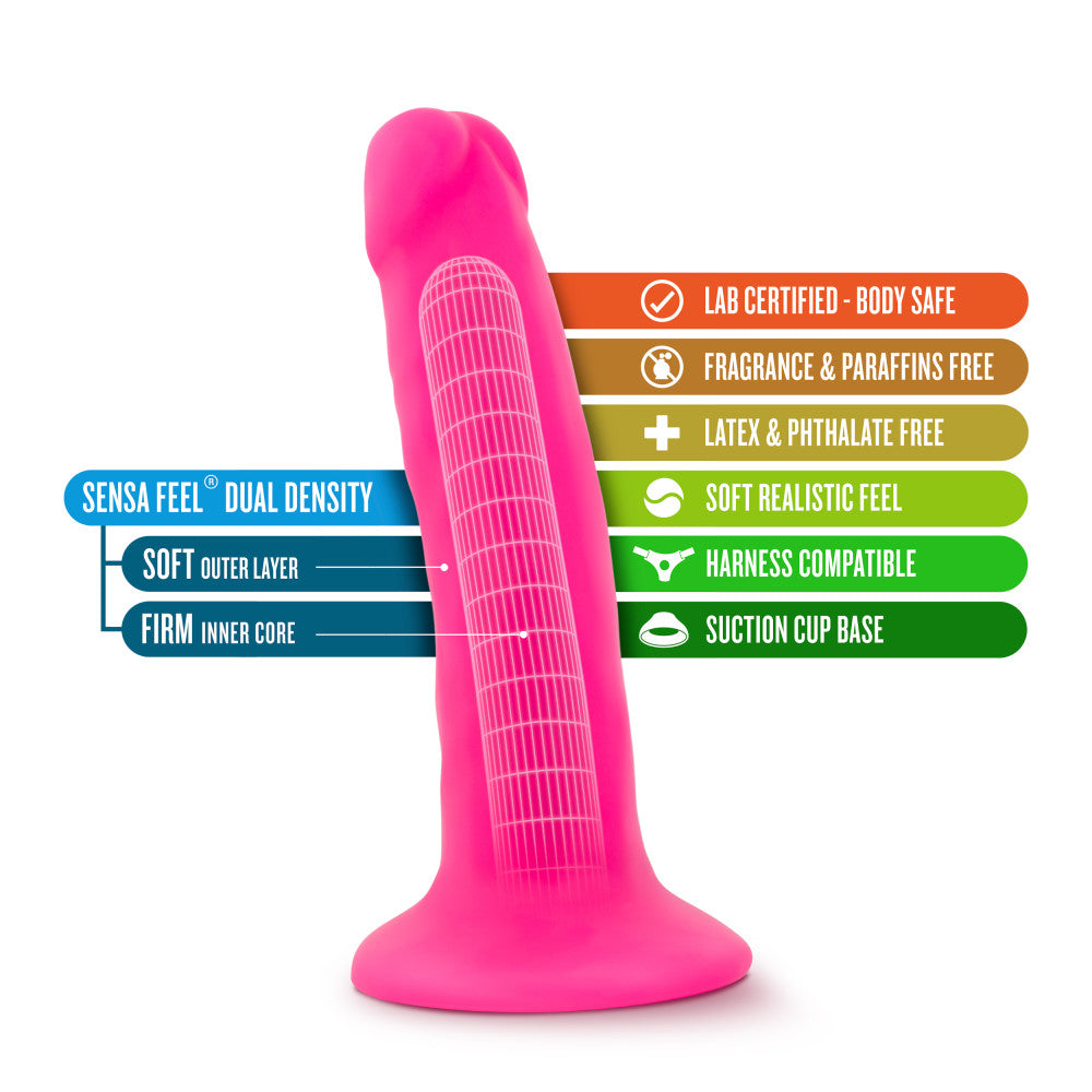 Neo By Blush® | Realistic Neon Pink 6-Inch Long Dildo With Suction Cup Base、mySite、bottomscart